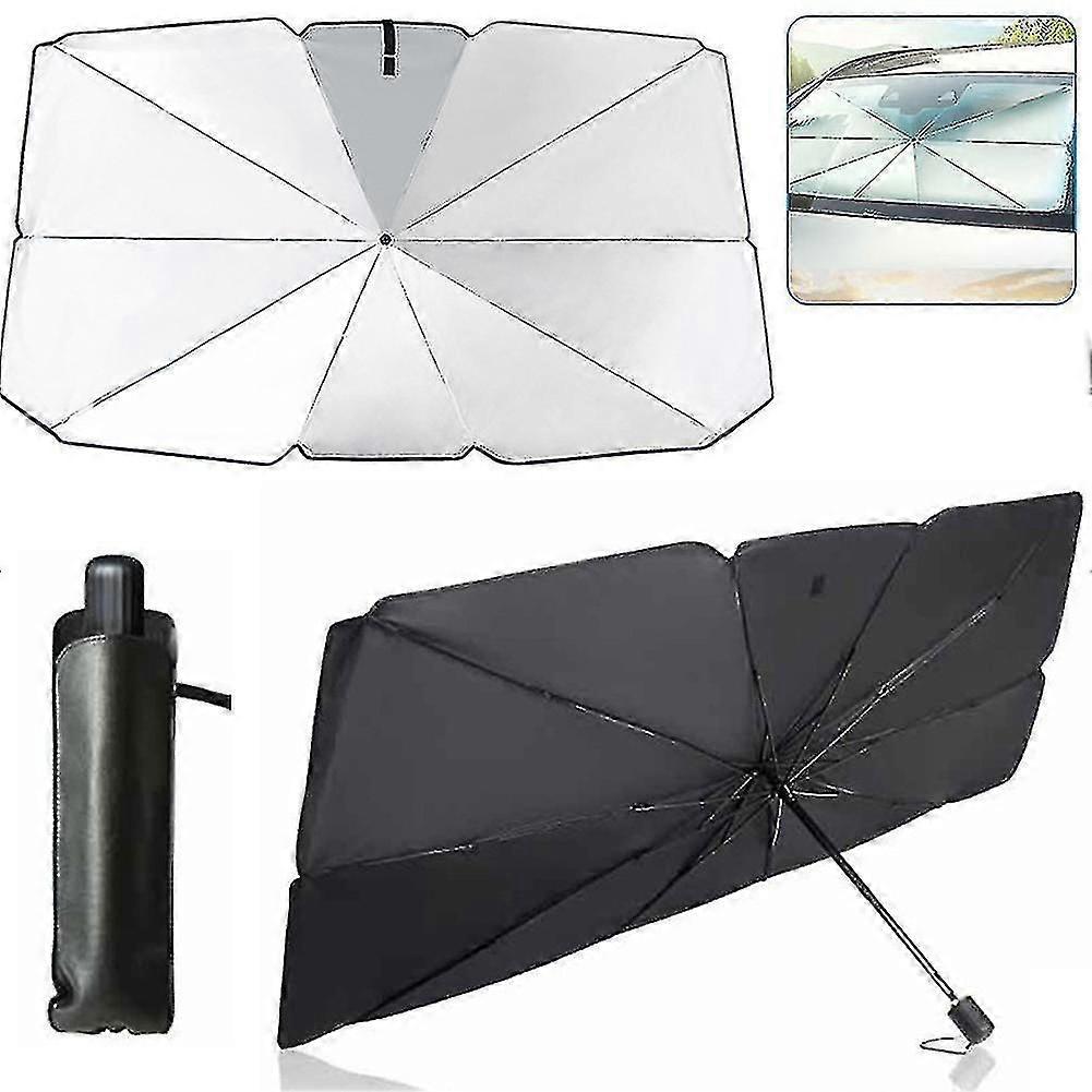 Car Sunshade Umbrella, Titanium Silver Foldable, 65125cm