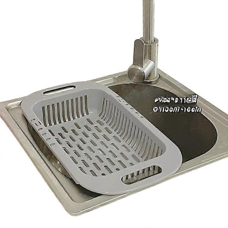 Expandable Double Layer Adjustable Drain Basket Sink Strainer Plastic Vegetable