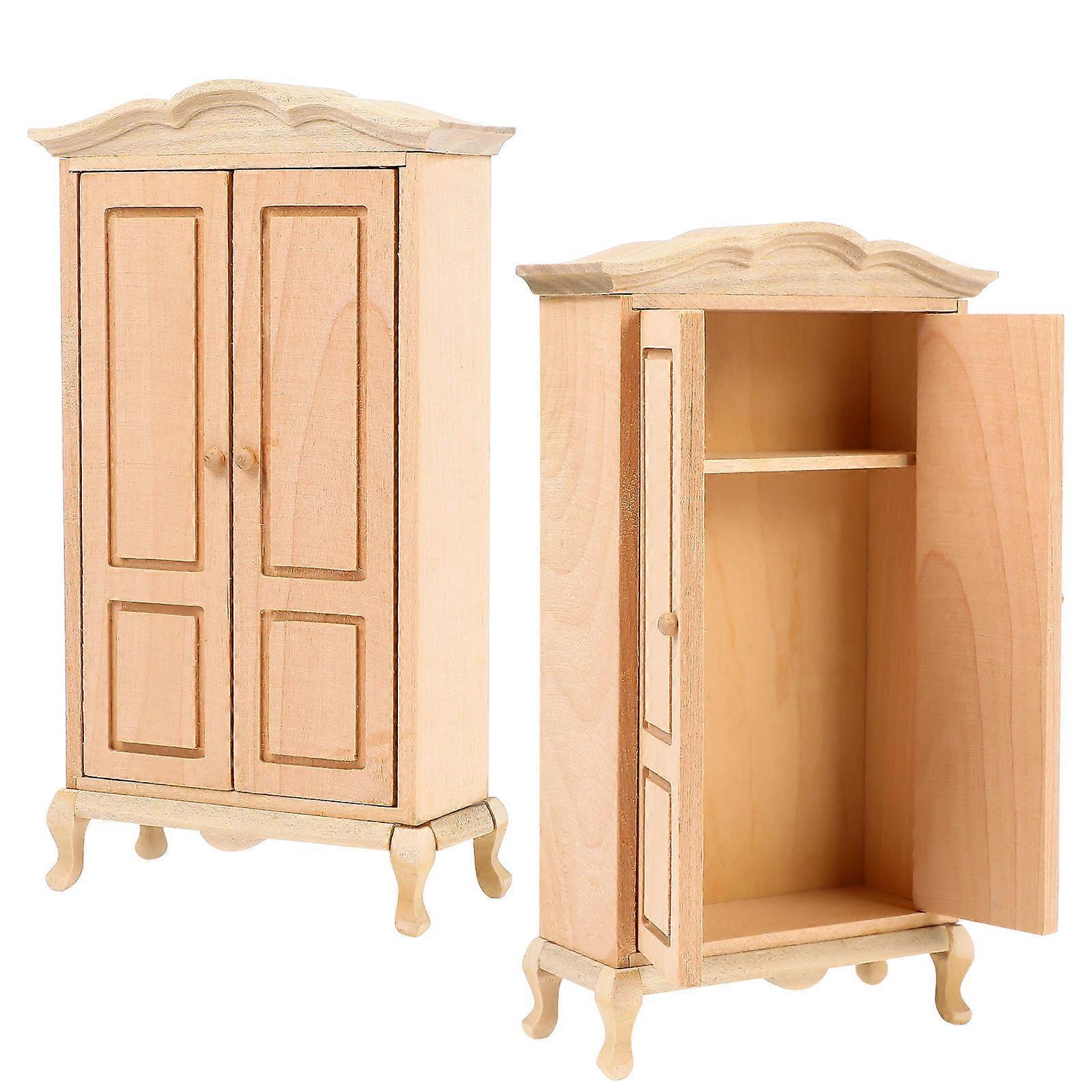 Khaki Miniature Wardrobe for Doll House Decoration Made of Synthetic Material 1:12 Scale