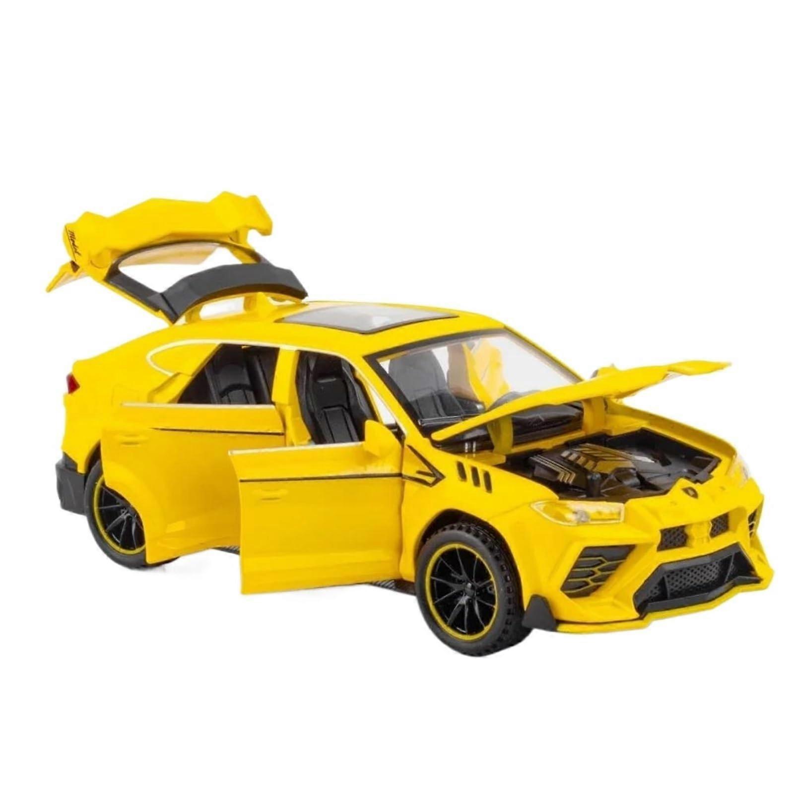 1:32 Scale Model Car for Lamborghini Urus SUV Simulation DieCast Alloy Model Car with Sound and Light Pullback ReadyMade Car Model (Yellow)