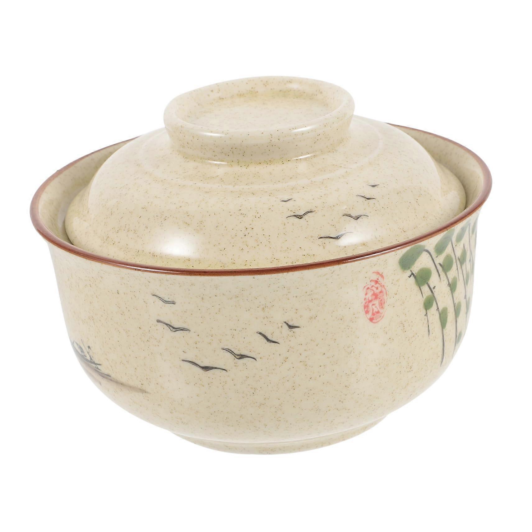 Ceramic Bowl with Lid Large Ramen Bowl for Instant Noodles Versatile Kitchen Bowl for Rice Soup and Durable and Easy to Clean for Bento