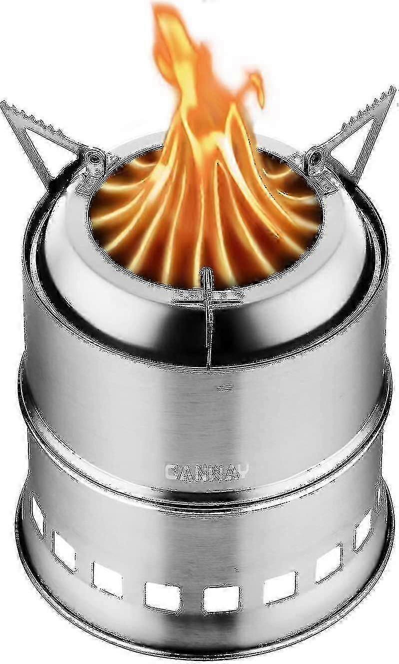 キャンウェイキャンプストーブミニウッドストーブバックパッキングサバイバルストーブ防風滑り止めポータブルステンレススチール薪ストーブハンドルナイロンキャリー付き