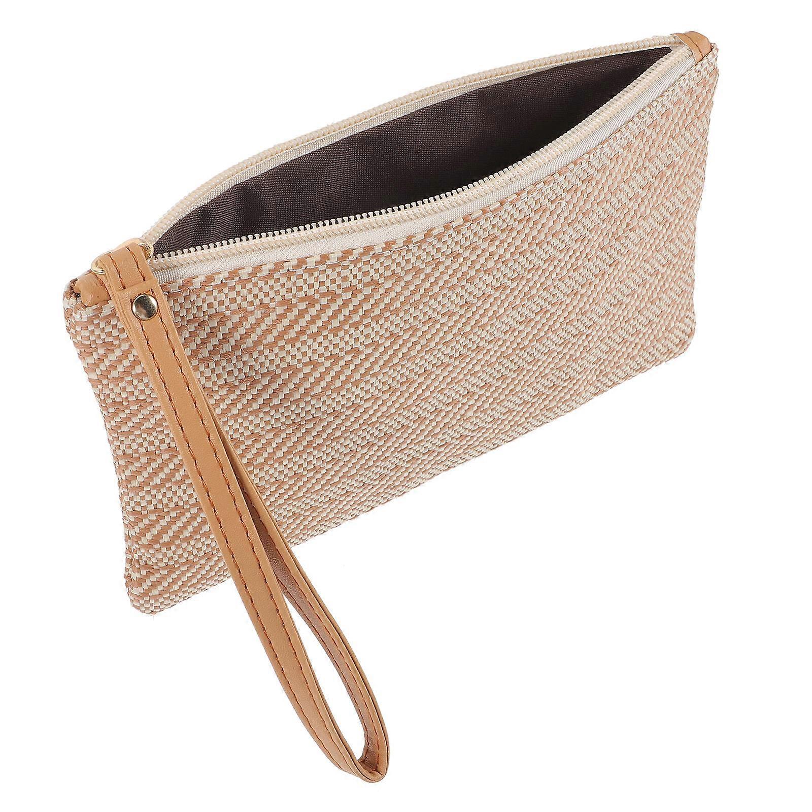 Women's Straw Wallet with Zipper, Compact Lightweight Coin Purse for Travel, Beach, or Daily Use – Durable Design with Wristlet for Cards and Cash