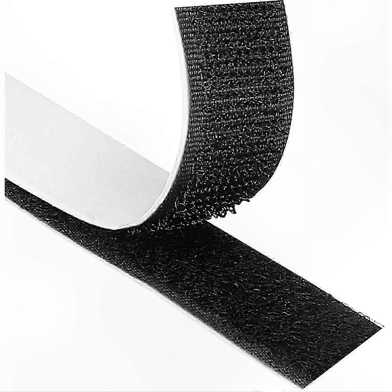 Heavy Duty Self Adhesive Velcro Tape, 20mm Wide Double Sided Hook and Loop Strip for Secure Mounting (Black)