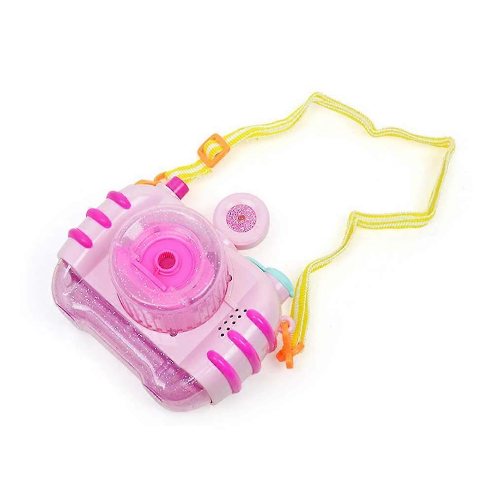 Light and Machine Cartoon Camera Toy for Children's Party Pink Automatic Bubble Making 1 Set