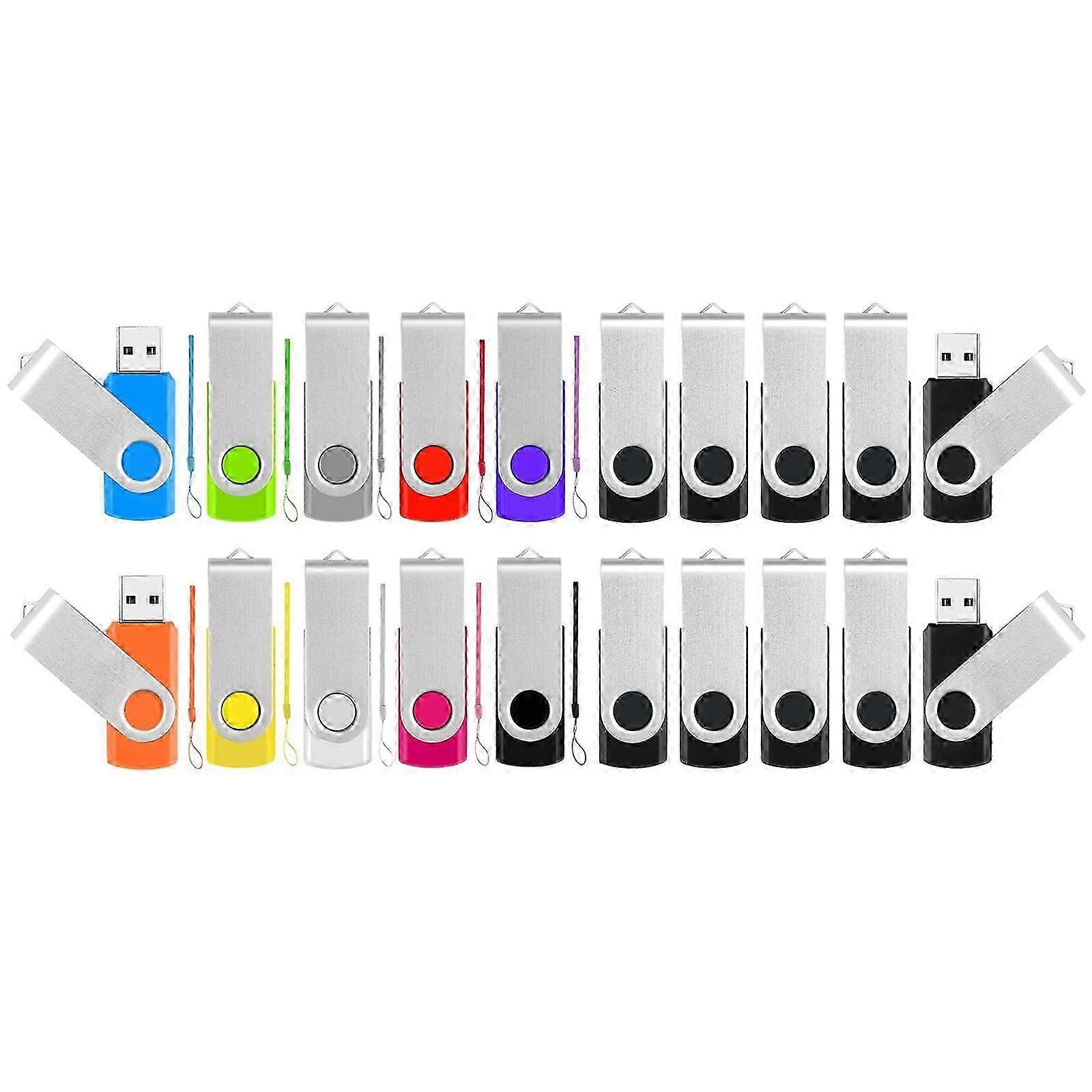 10-Pack USB 4GB Flash Drives in Black and Multiple Colors