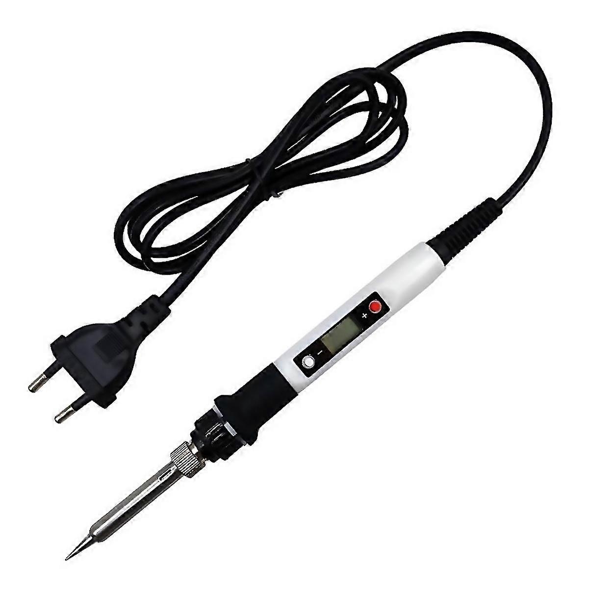 For Adjustable Temperature Soldering Iron Lcd Welding Tool Eu Plug White