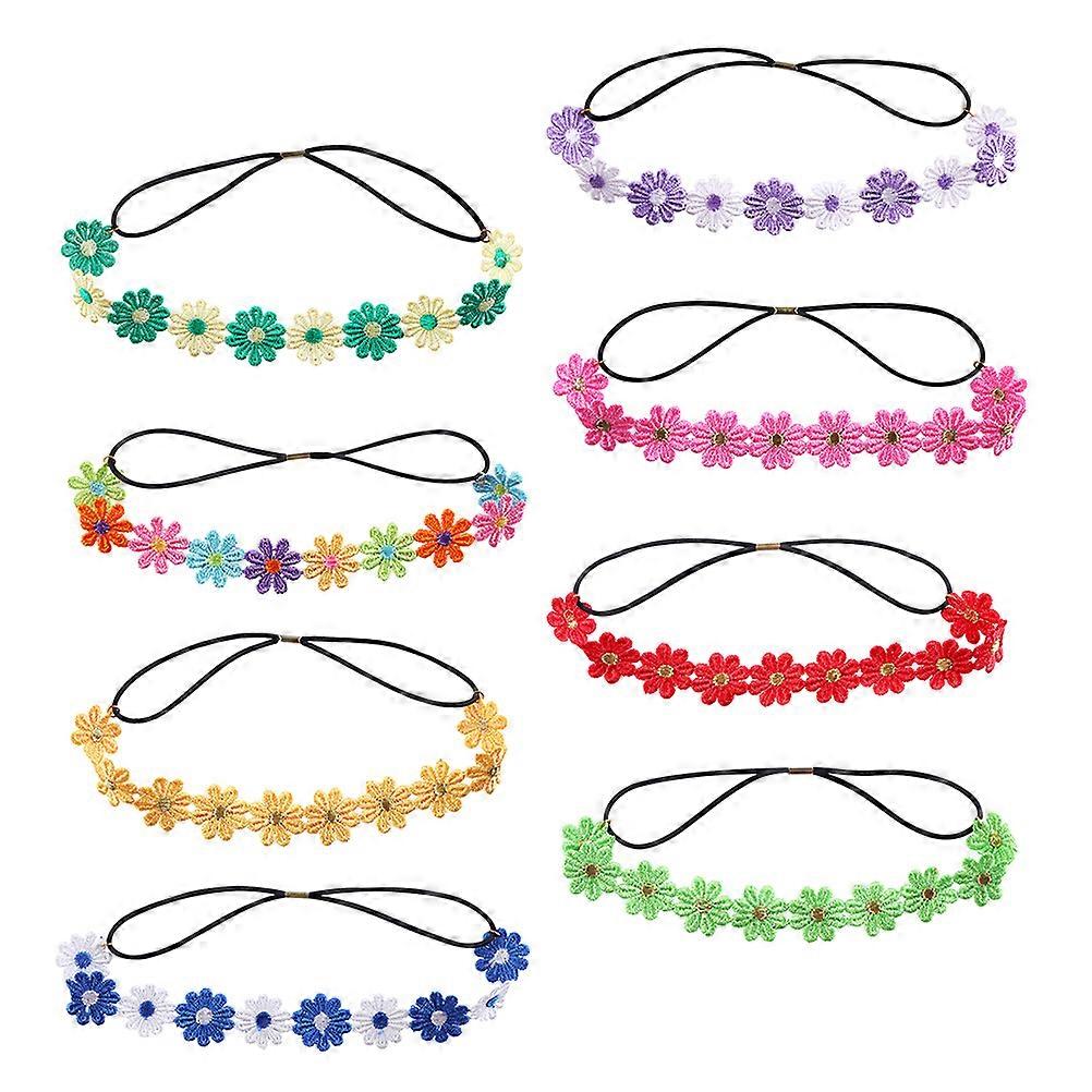 フラワーヘアバンドレディースヘッドバンドデートマスカレードマルチカラーファブリック装飾8個