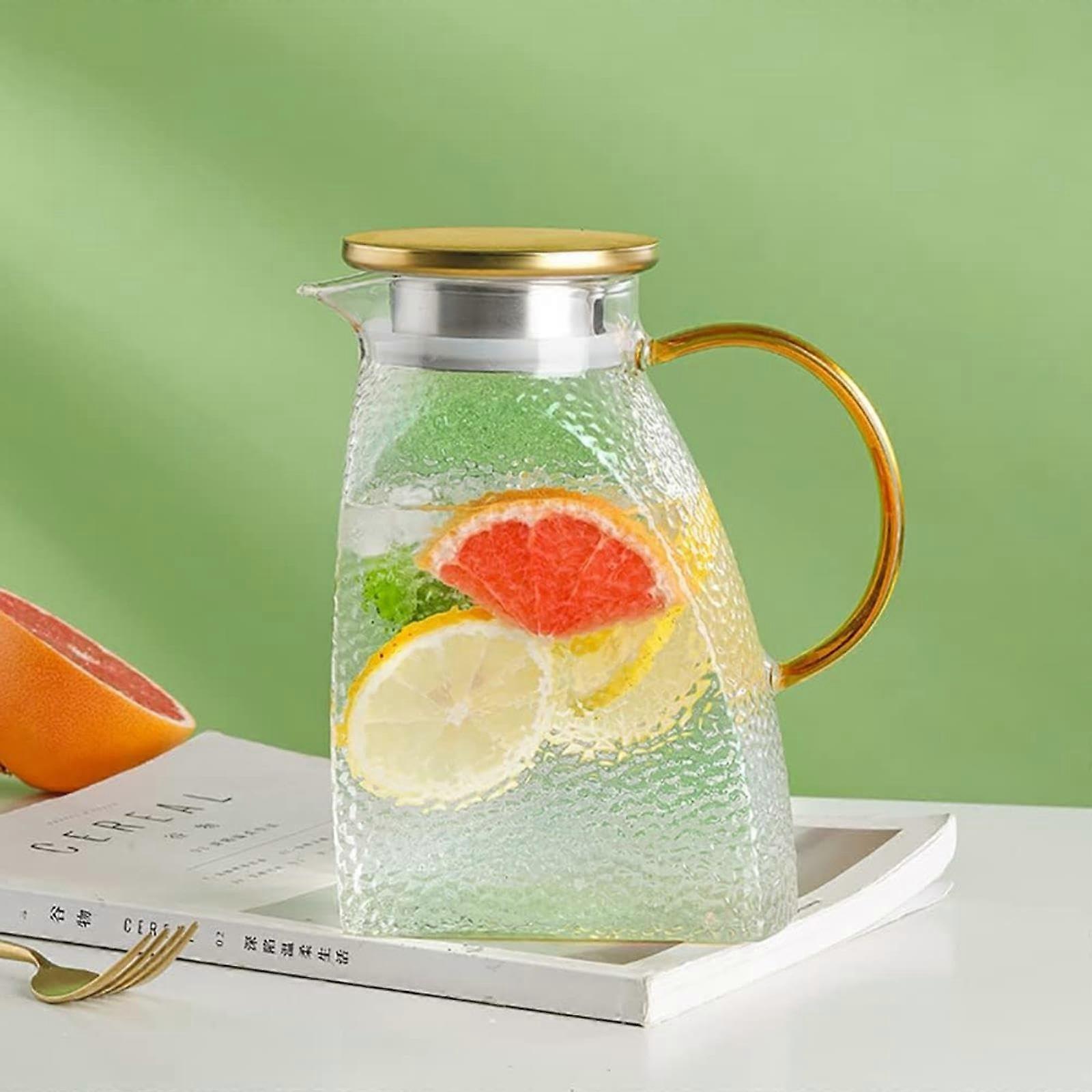 Water Pitcher 1.5L Glass For Fridge Door, Iced Tea Pitcher That Keeps Drinks Cold, Beverage Carafe, Clear