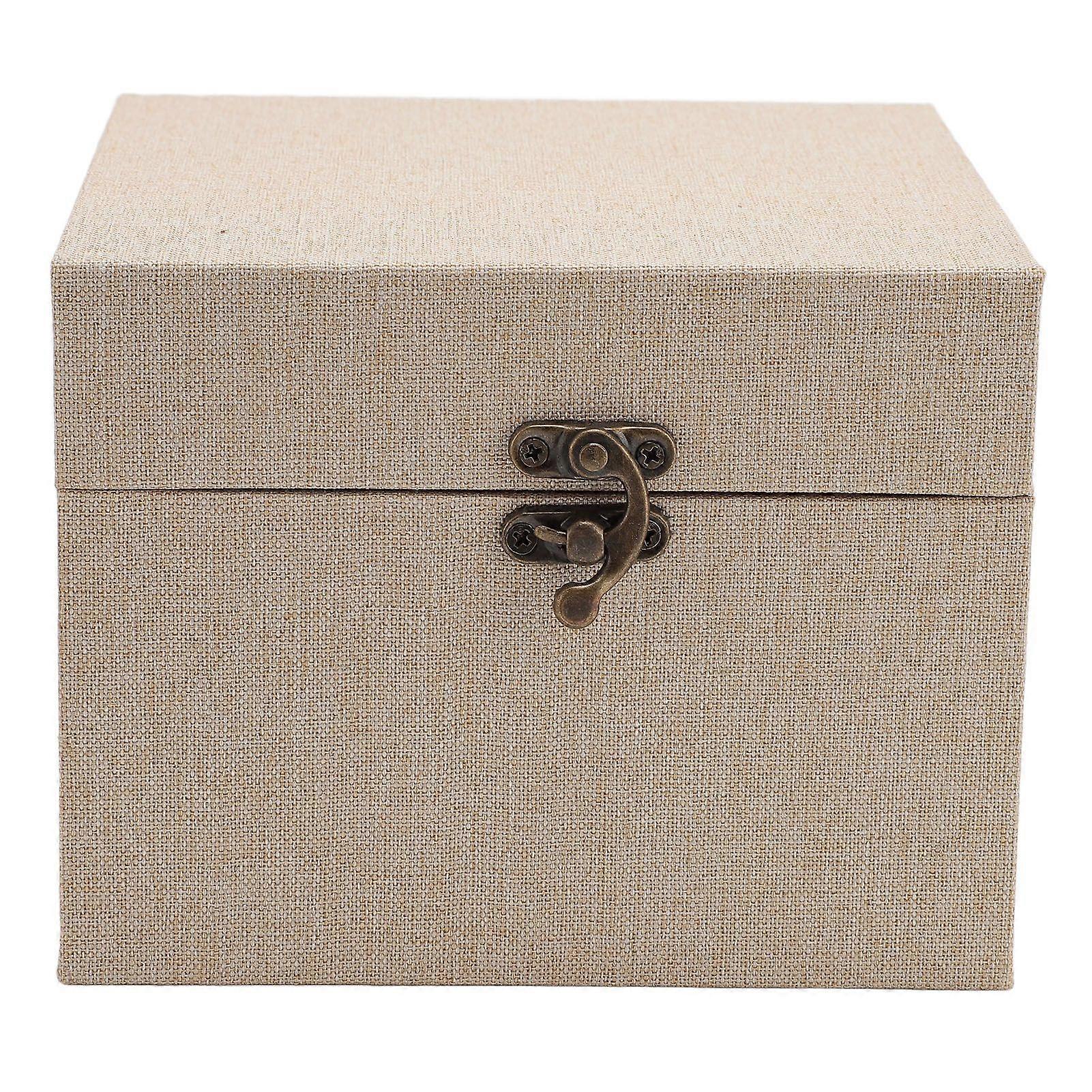 Ball Jointed Doll Head Storage Case Linen Fabric Protective Carrying Box for 1/3 Scale Doll Head Beige