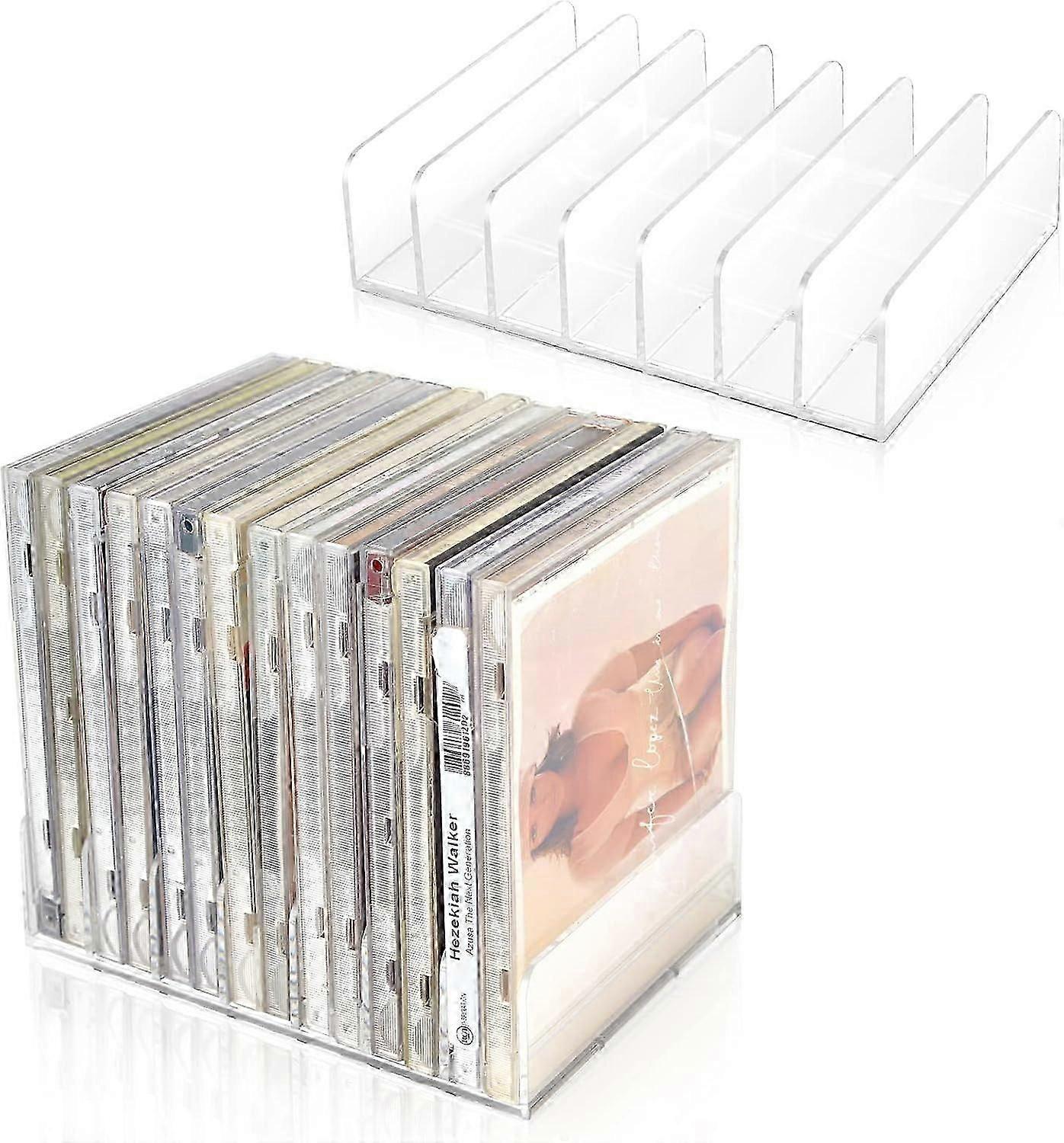 1 pcs Clear Acrylic Cd Holder With Rubber Feet Stackable Cd Dvd Display Rack Cd