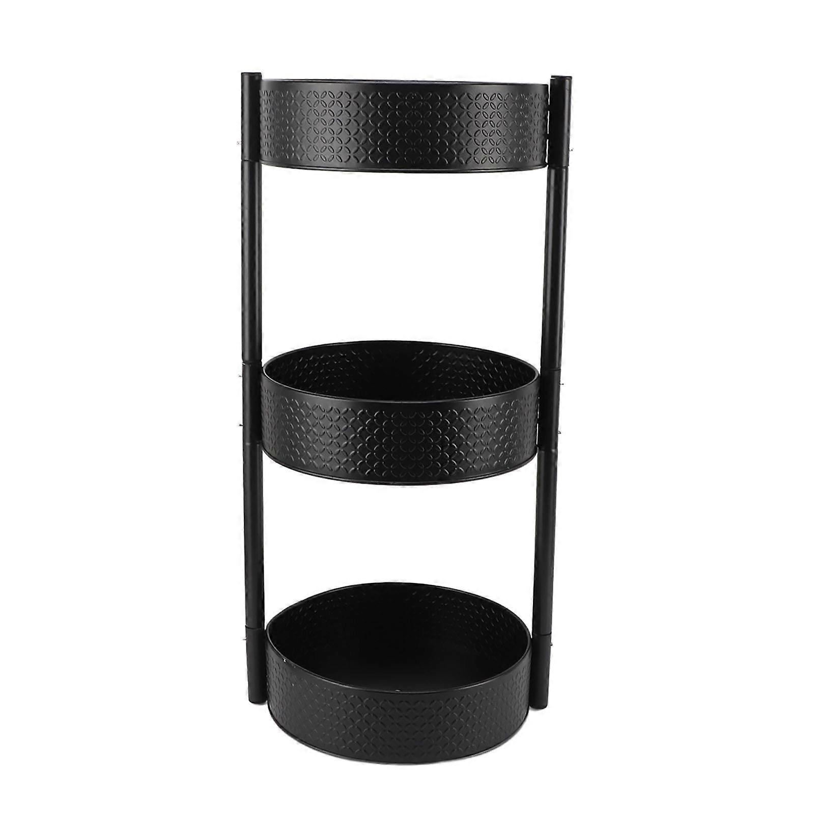 360° Rotatable 3-Layer Carbon Steel Turntable Spice Rack Large Capacity