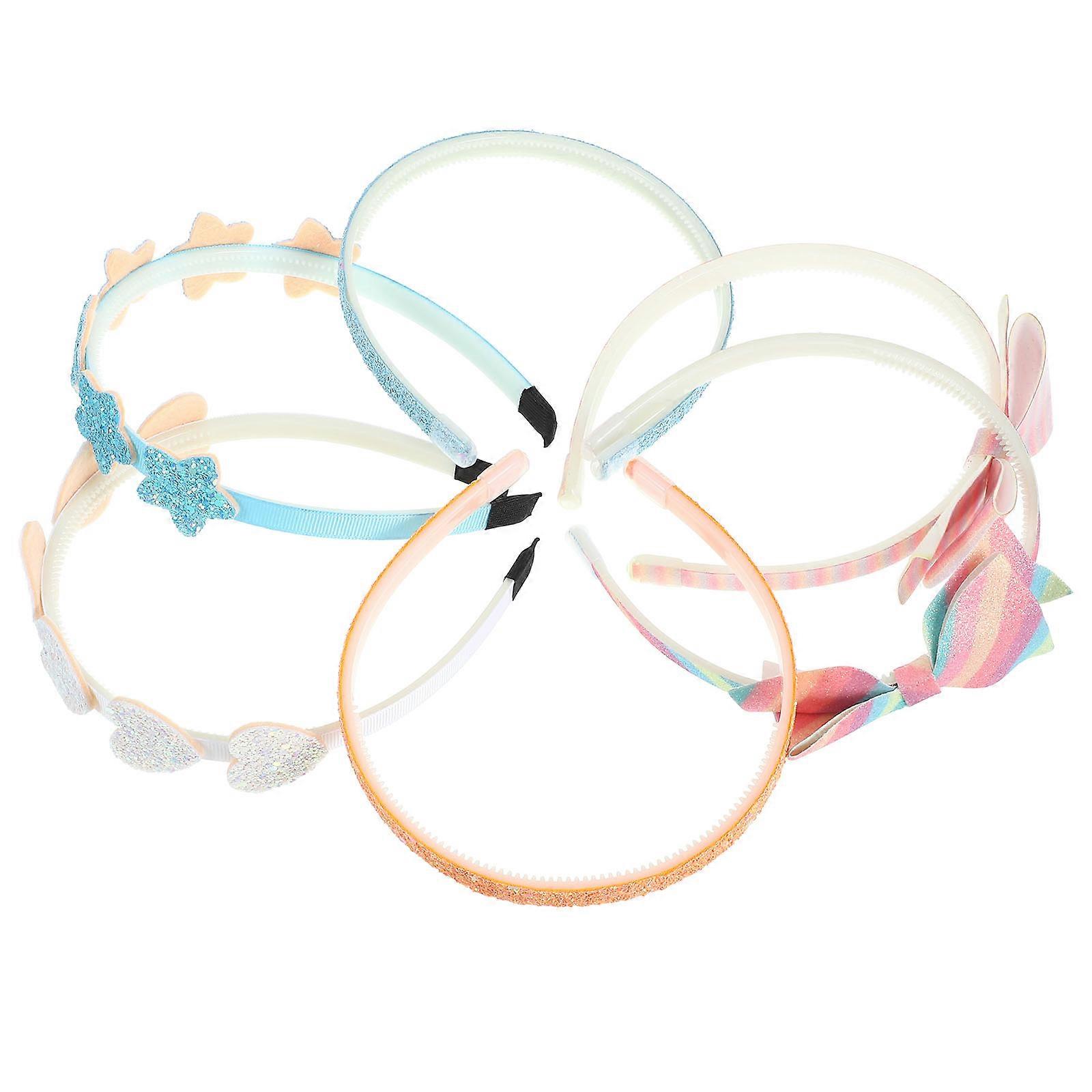 Glitter headbands for Girls with Cute Bows and Small Teeth Assorted Color Plastic and Cloth Fits Most Children
