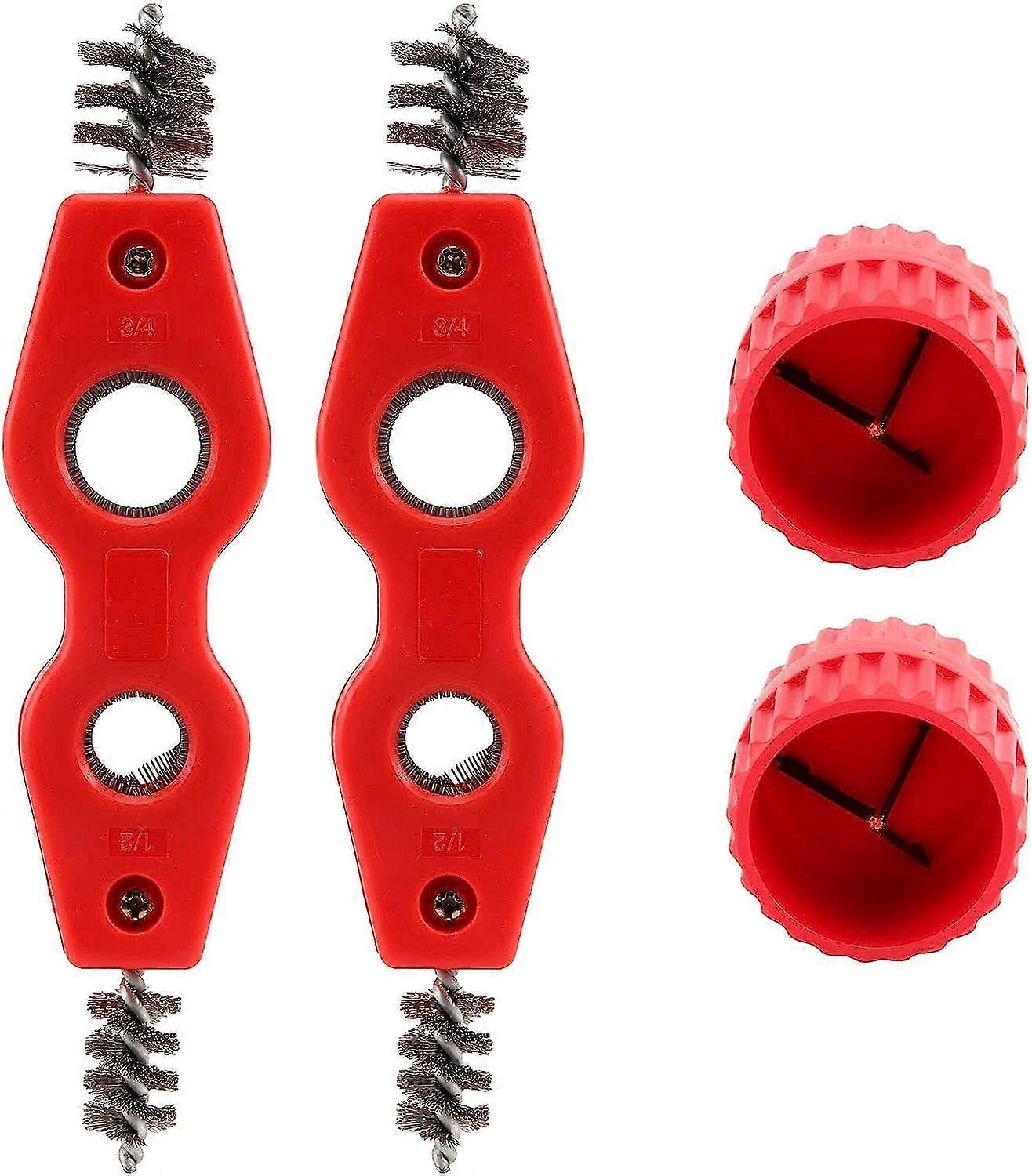 4 Pcs Copper Pipe Cleaning and Reamer Set, Inner Outer Reamer, Pipe and Pipe Deburring Reamer, Chamfer Tool (Red)