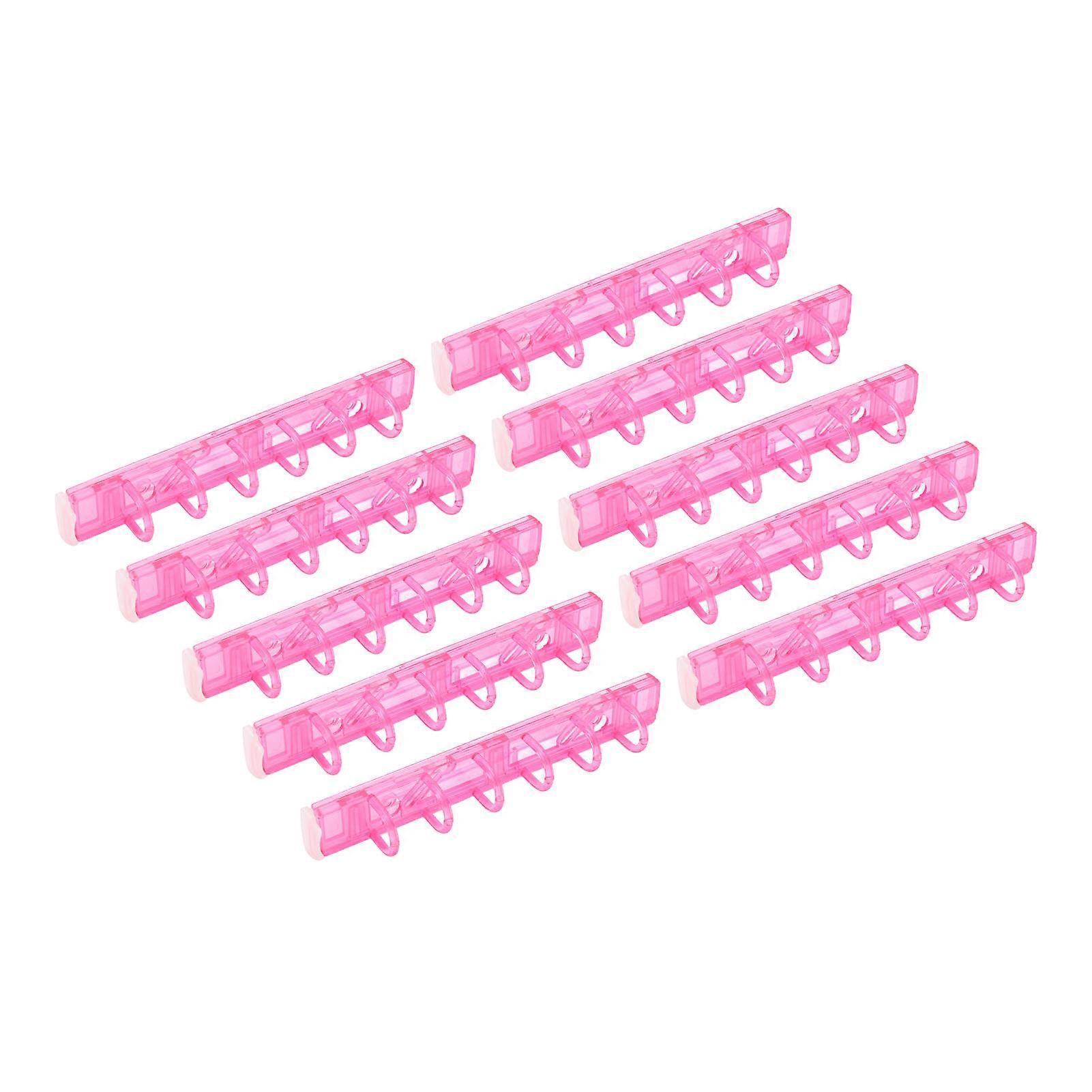10Pcs ροζ χτένες δέσμευσης ABS 6 οπών για σημειωματάριο εγγράφων
