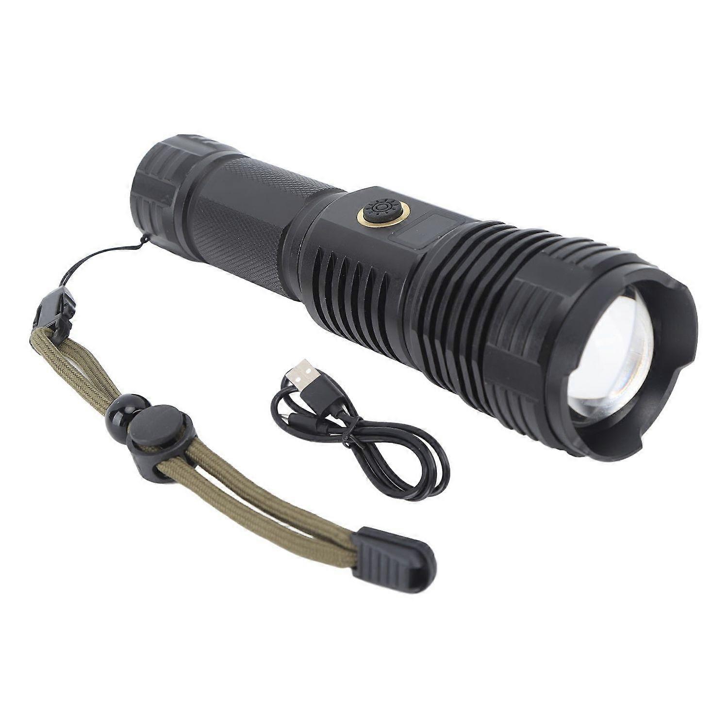 LED Flashlight - Ultra Bright XHP70, Type C Rechargeable(Black)