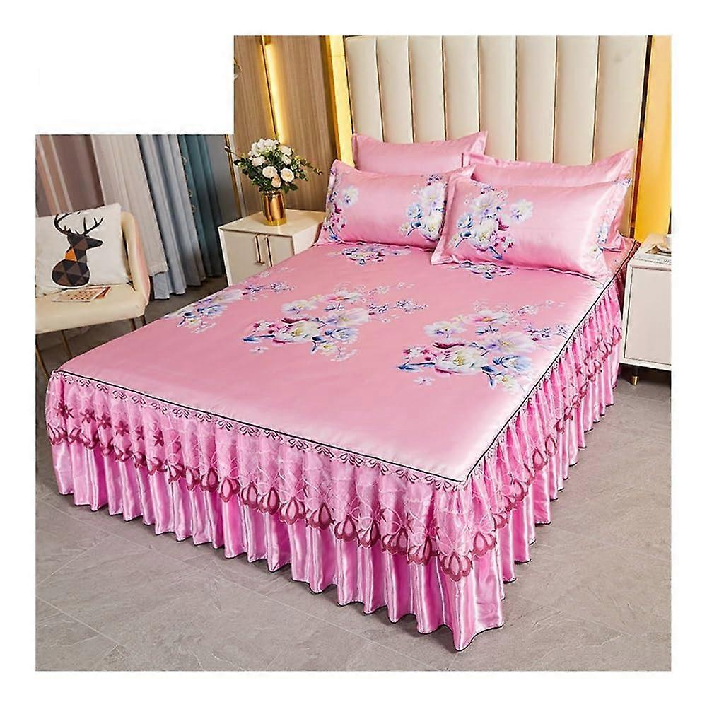 Bedspread 3-Piece Royal Blue Set With Elastic Fitted Sheets Machine Washable Queen King Size 150x200cm