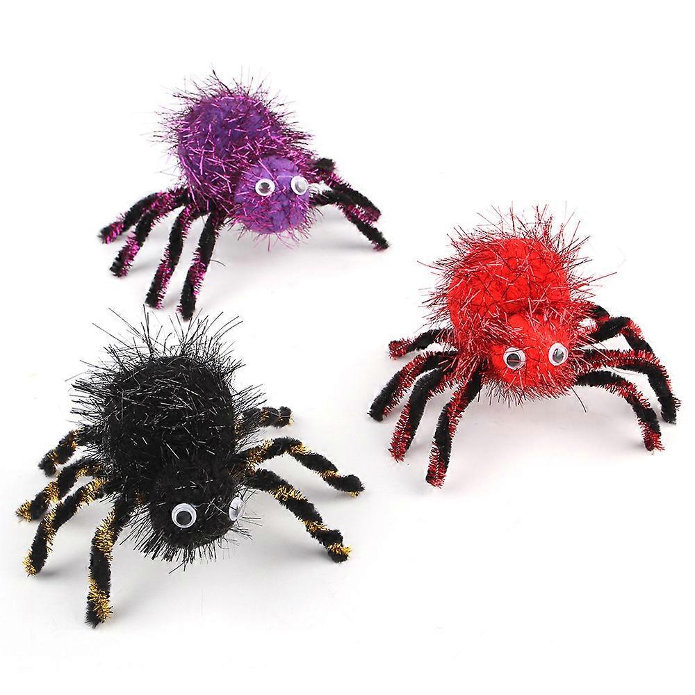 Halloween Simulation Spider Plush Toy for Cats Prank Trick Assorted Colors