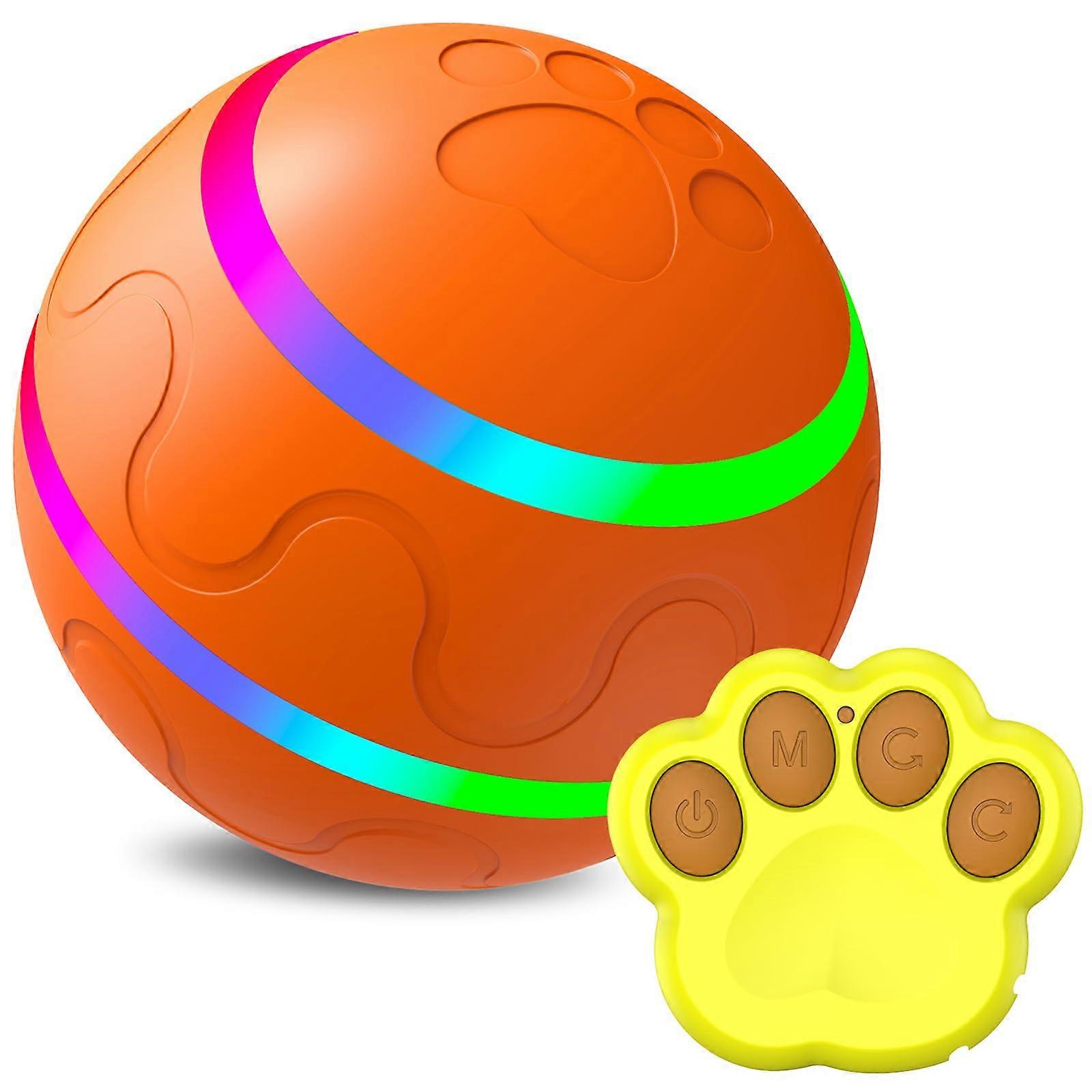 Indestructible Dog Ball 3Inch 2Speed Waterproof Interactive Ball With Light Remote TypeC Charging Cat Toy