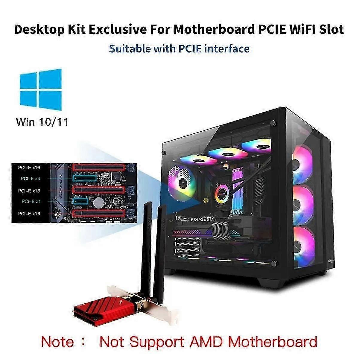 5.8Gbps WIFI7 PCIE Adapter 8774Mbps BE200 BT5.4 Gaming Tri Band2.4G/5G/6GHz Desktop Wireless Netwo