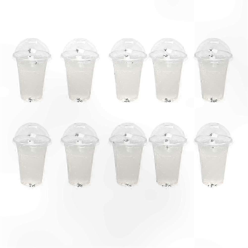 500ml Transparent Plastic Cups with Dome Lids for Drinks, 100 Pack