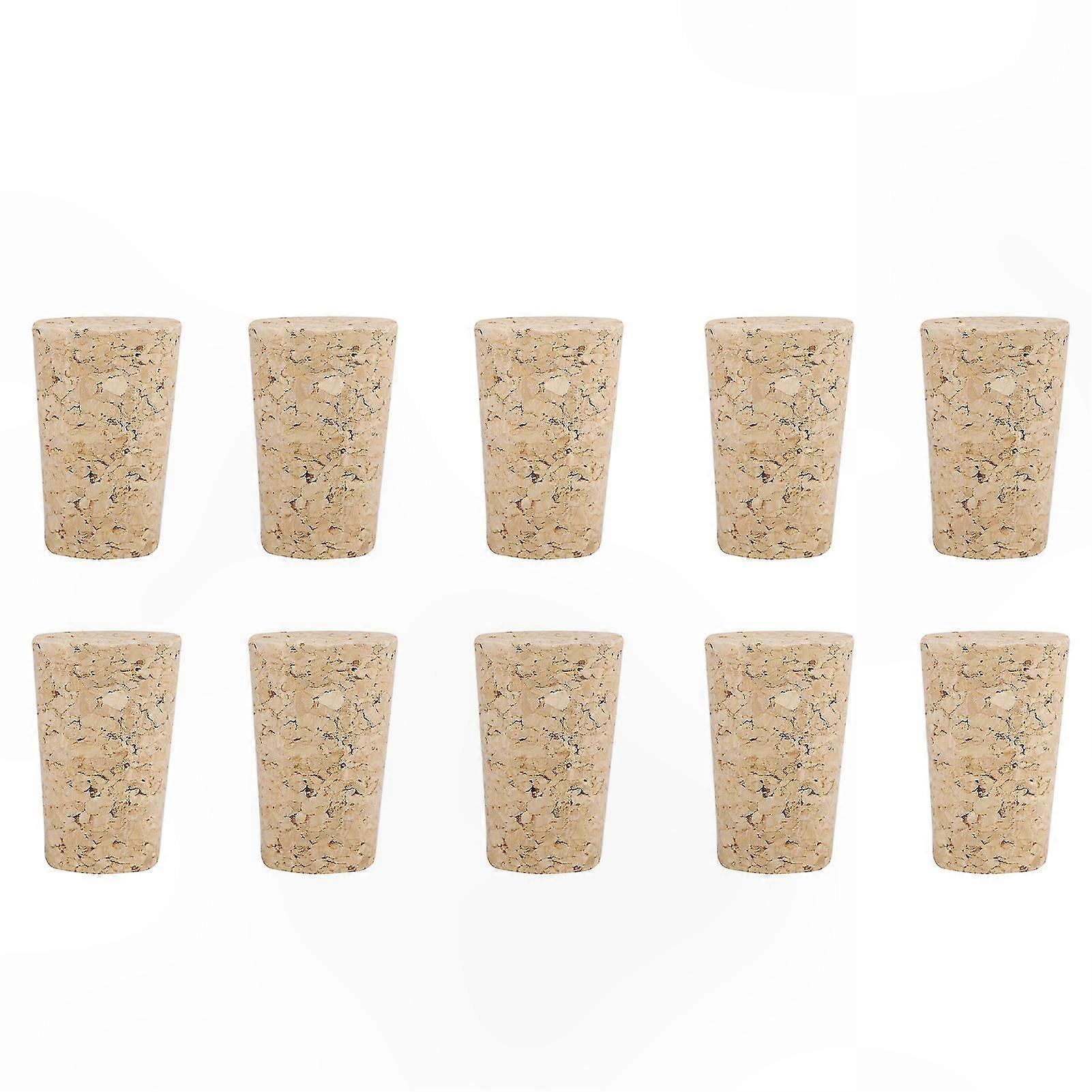 Natural Cork Tapered Stoppers for Wine Bottles, 10 Pack, 22x17x35mm