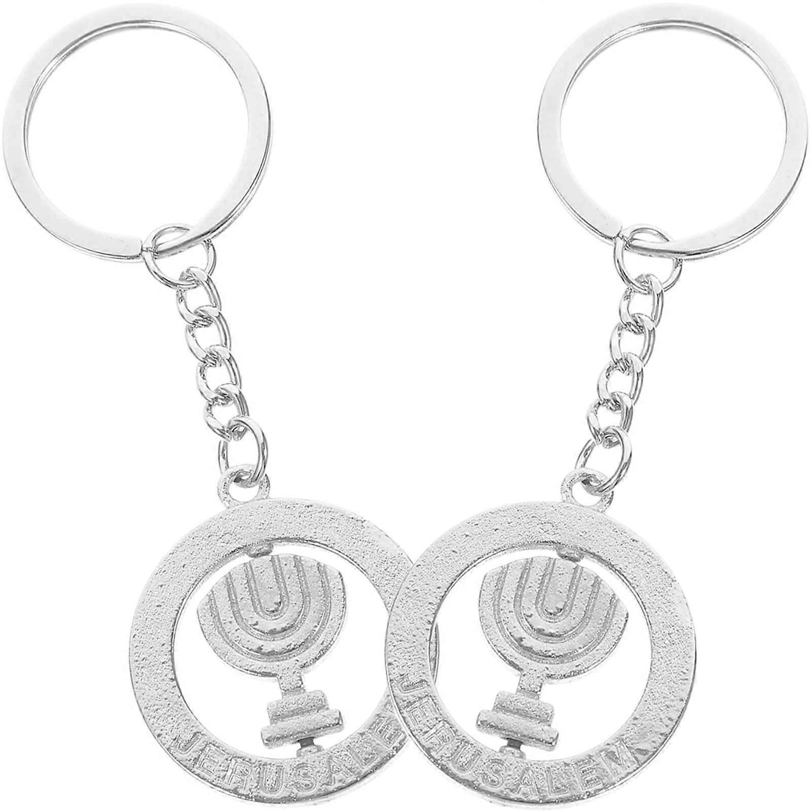 Silver Metal Keychain Charm for Keys 2Pcs Durable Pendant