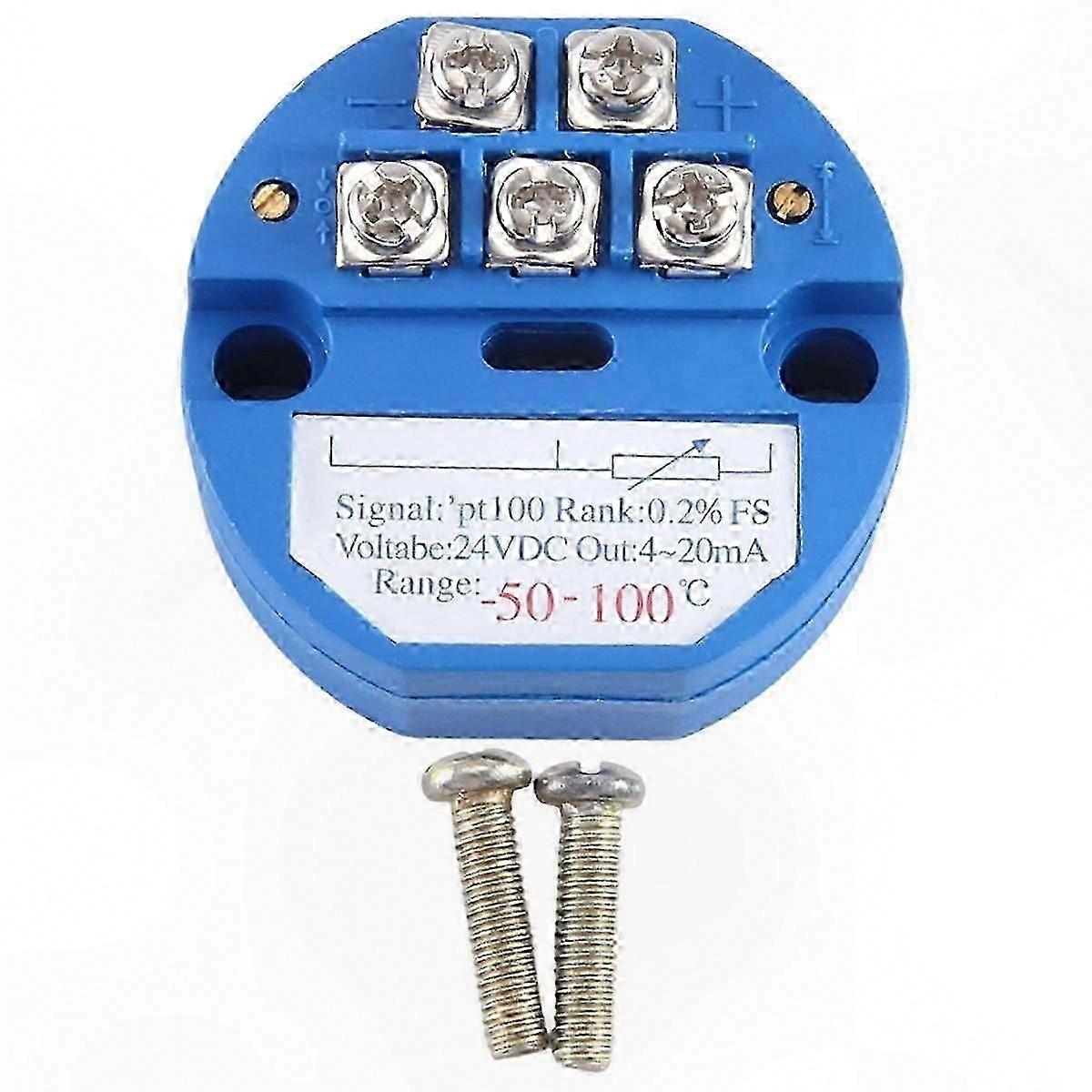 Temperature Transmitter Module RTD PT100 -50C to 100C with 4-20mA Output and 24V DC Power Supply for Thermal Resistance Sensing Applications