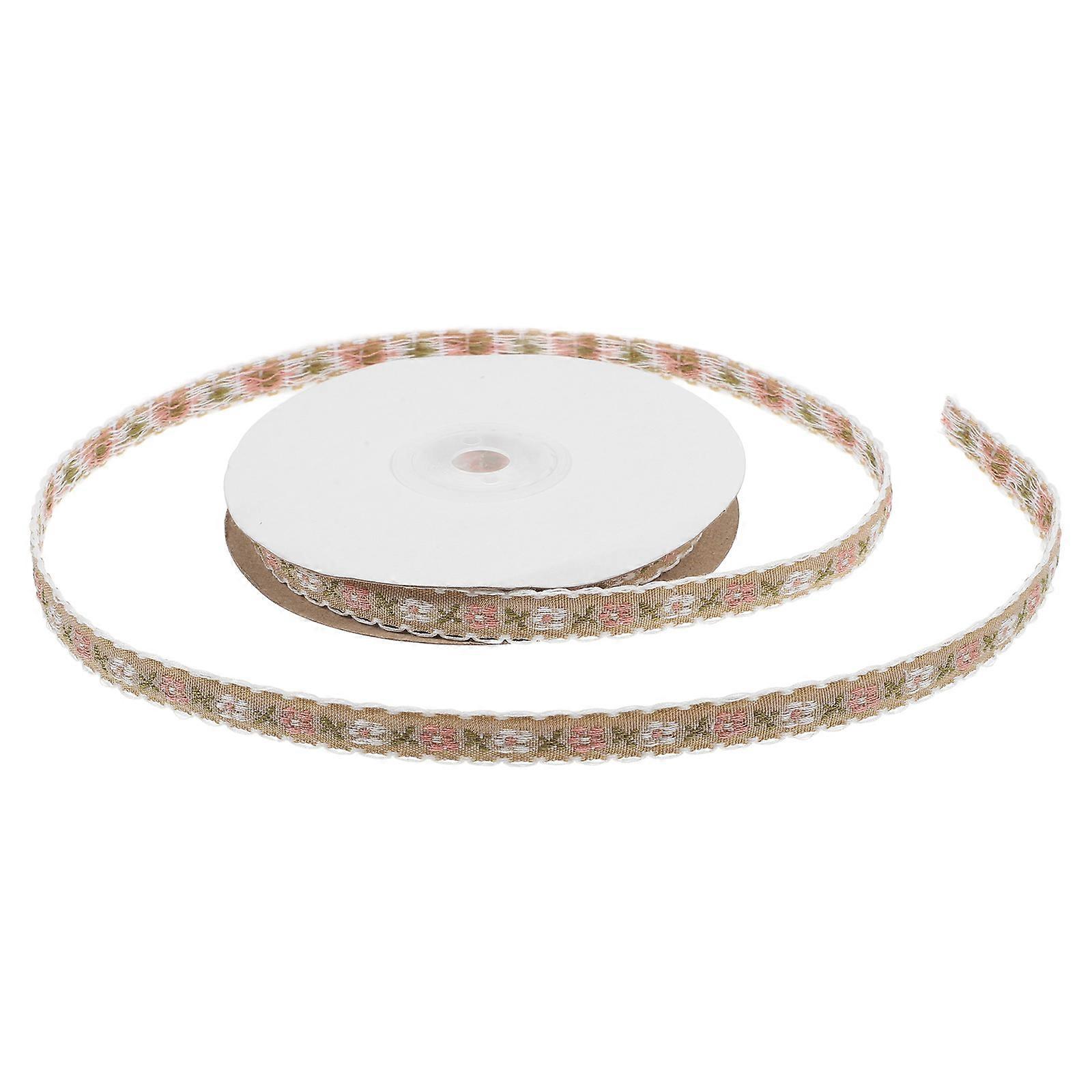 Decorative Embroidered Flower Ribbon for Crafting 1 Roll Coffee Color