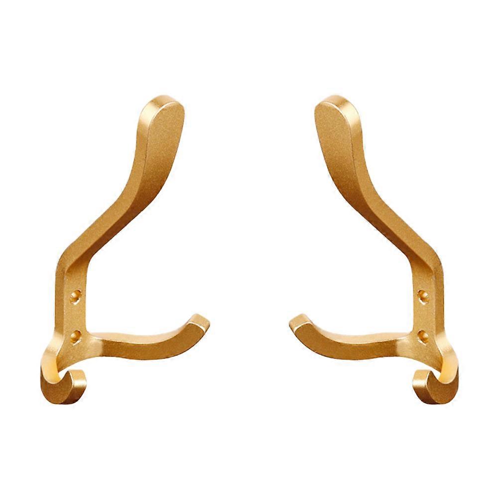 Golden Metal Hooks Heavy Duty Wall Mounted Hooks 2Pcs for Home