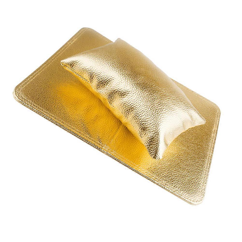 Nail Pillow Hand Rest Manicure Nail Salon Golden Pu Material Provides Hand Rest Function 1Set