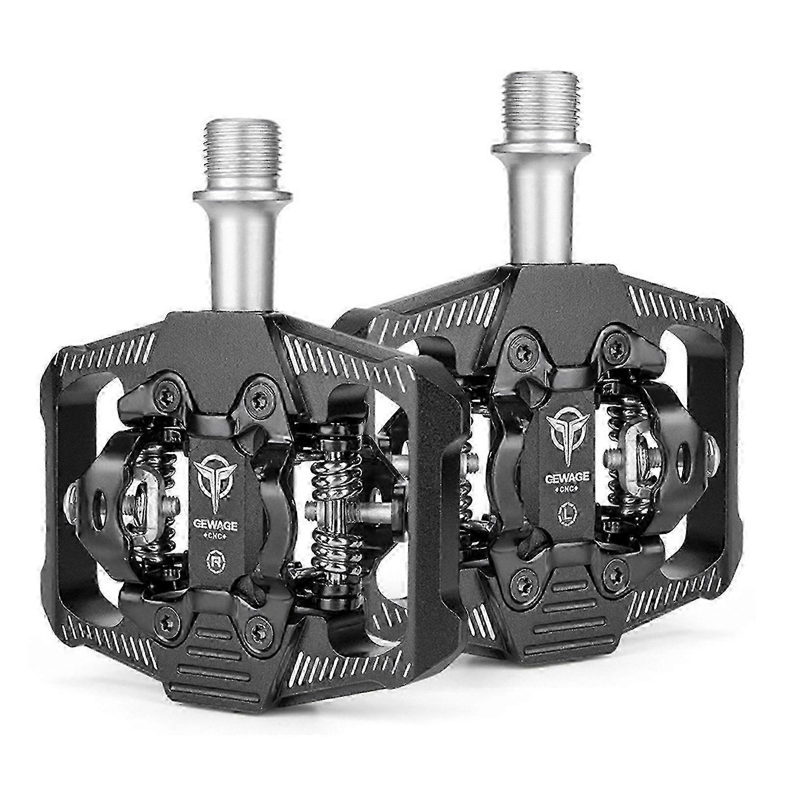 Double Sided Clip Pedals MTB Pedals with Cleats Compatible for SPD Mountain Bicycle Pedal System, Anti Slip Durable Cycling Replacement