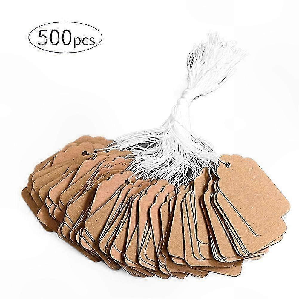 Writable Kraft Paper Tags with String for Jewelry, Clothing, and Retail Displays, 500 Count
