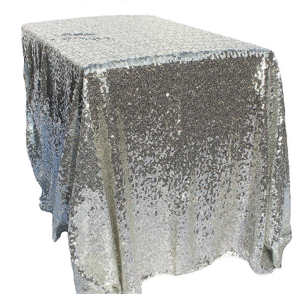 Table Decoration Props Silver Decorative Sequins Tablecloth 150x100cm For Various Occasions 1Pcs