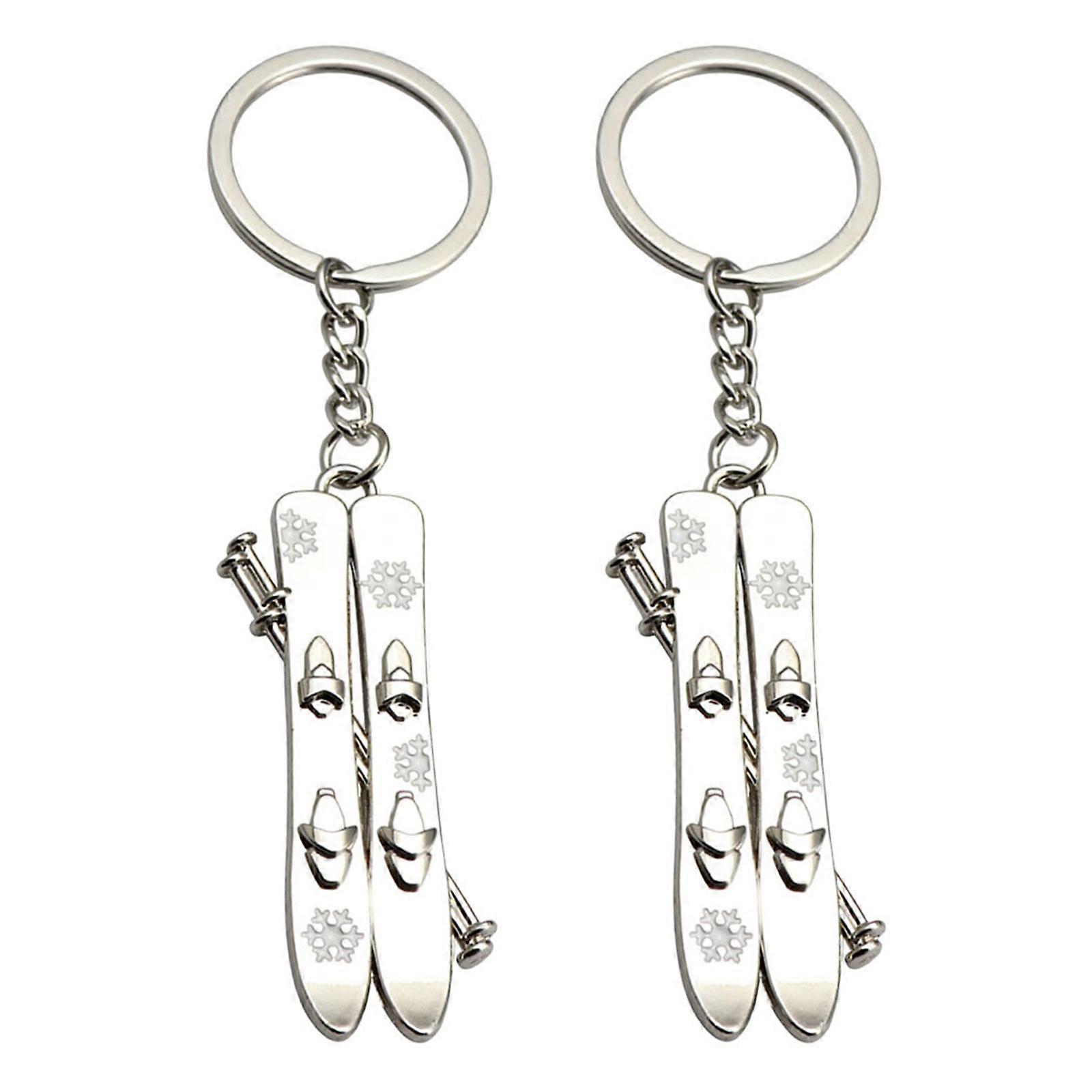 Snowboard Keychain Key Chains for Decor 10Pcs Silver