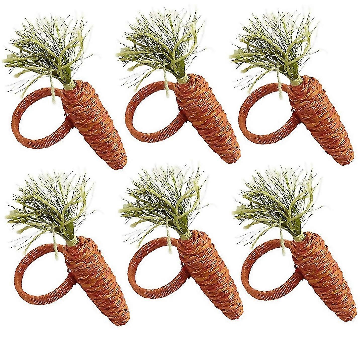 For 6pcs Easter Carrot Napkin Ring Easter Napkin Ring Holder