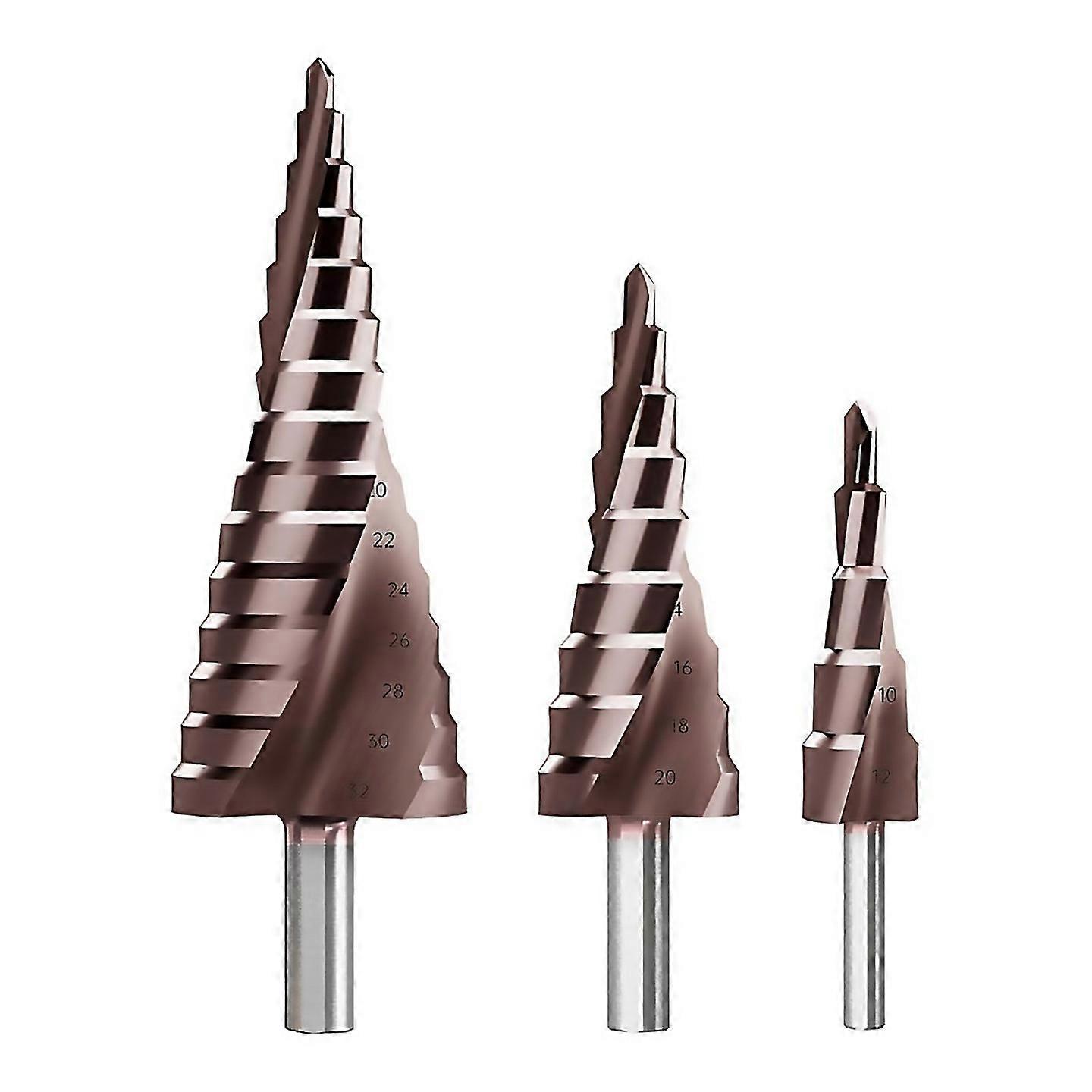 For Step Drill Bit Set 3pcs Titanium Step Drill