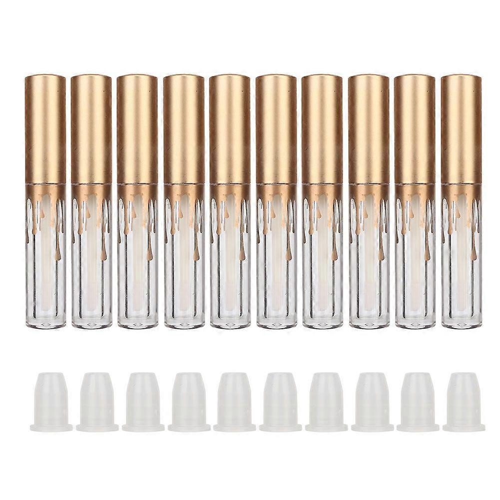 10pcs Empty Lip Gloss Tube DIY Lipstick Bottle Container Makeup Tool (2.5ml/pc Matte Gold Cap)
