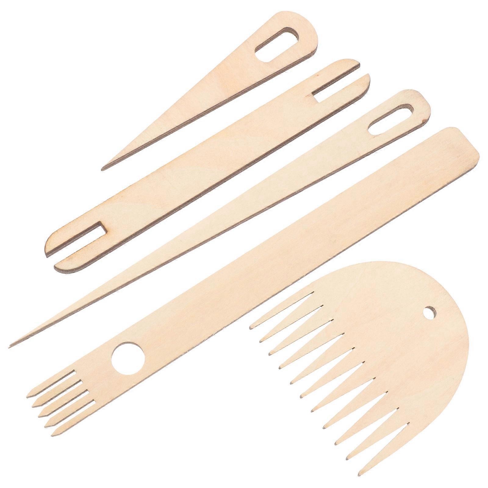 Hand Stick Set Wooden Weaving Tools for Knitting 1Set Beige Wood