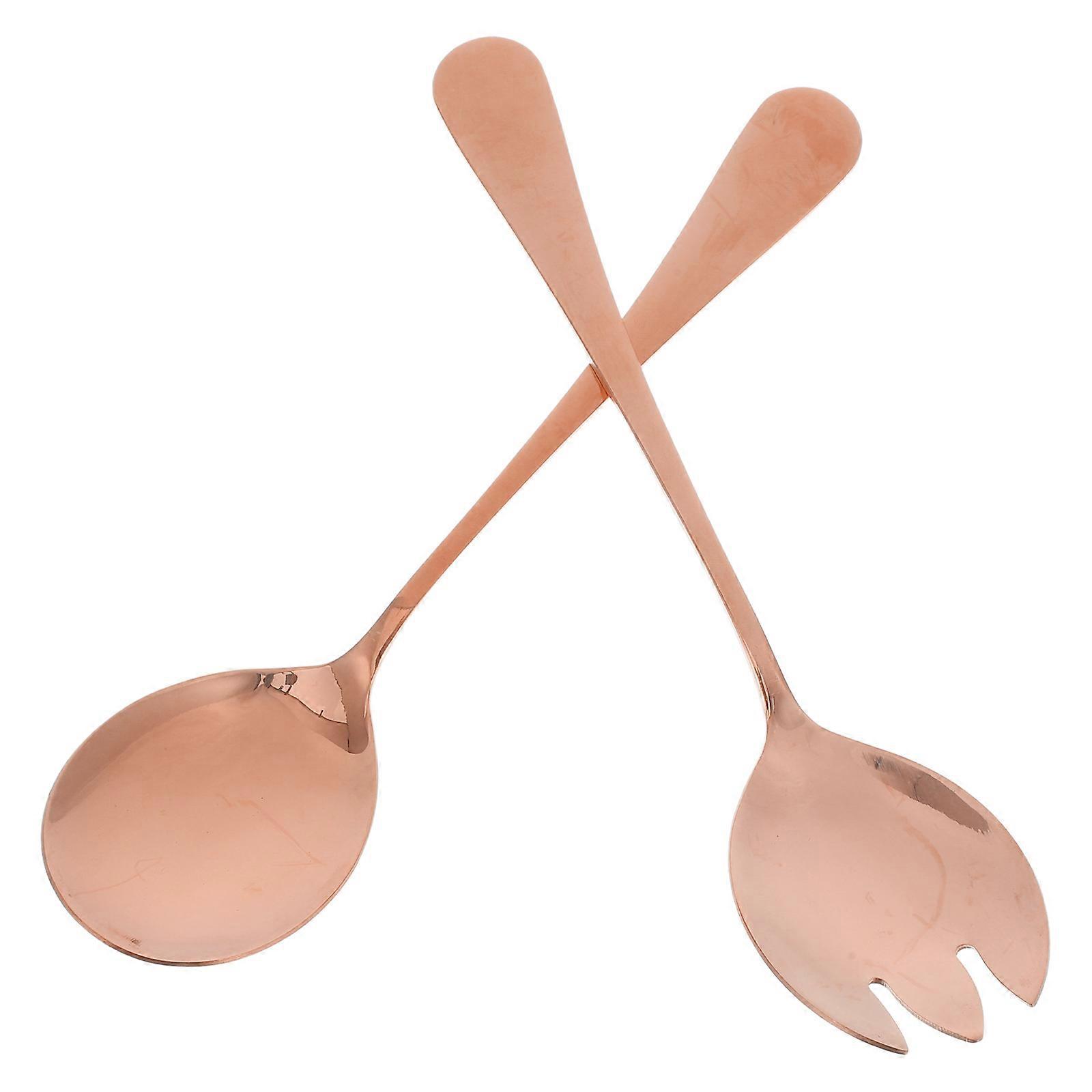Ergonomic Rose Gold Salad Utensils Stainless Steel Serving Set 5Sets