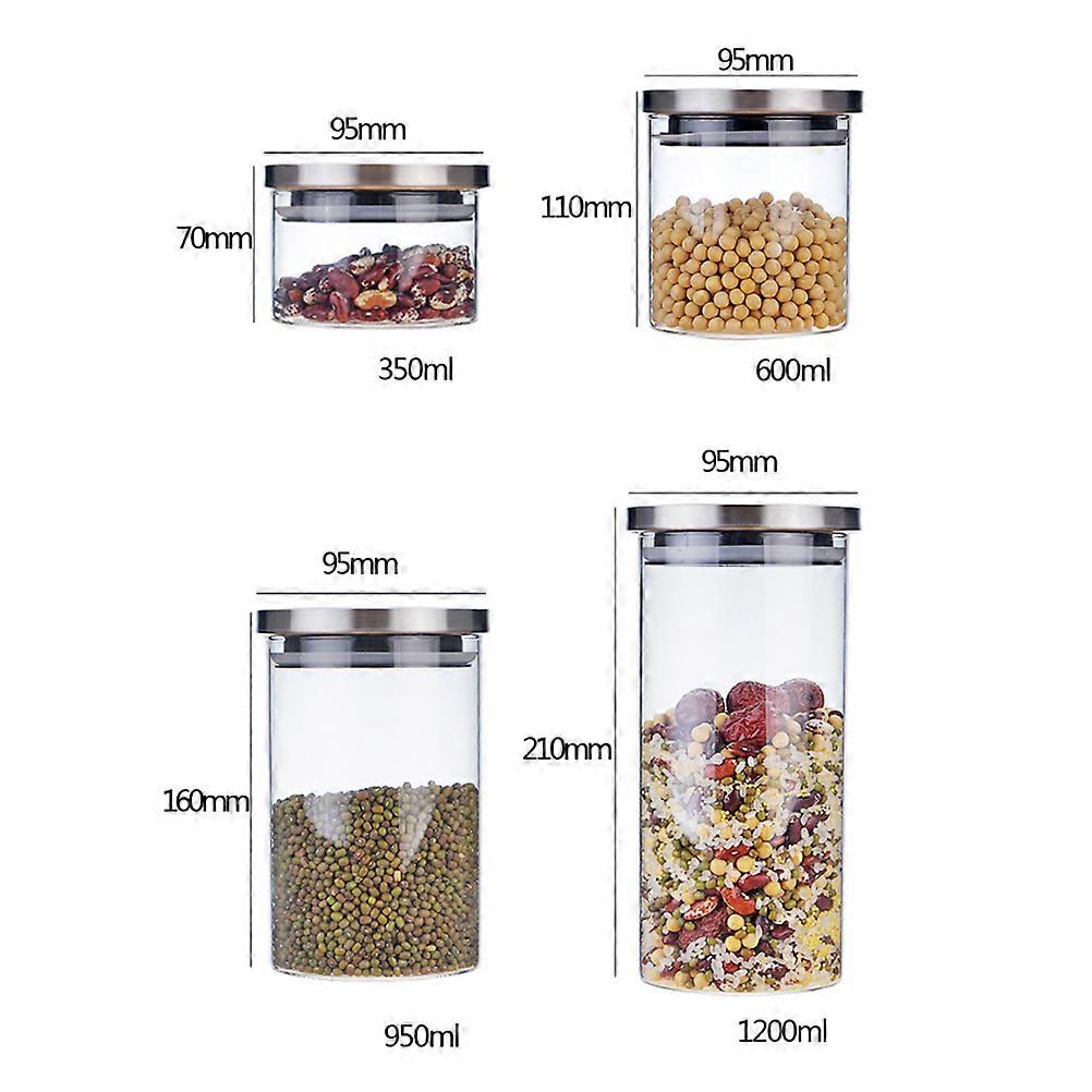 Transparent Glass Storage Tank Sealed Storage Can for 3Pcs Use