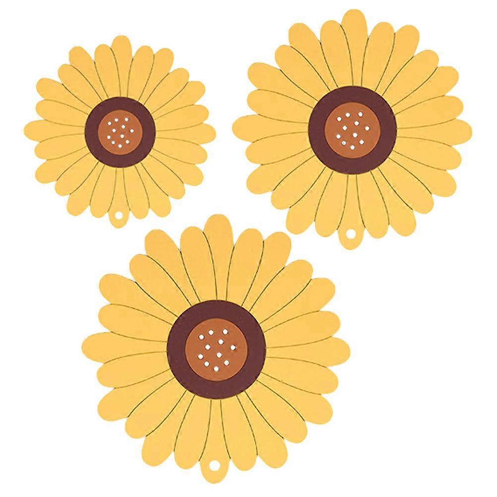Flower Trivet Mats Hot Pot Holder for Insulation 6Pcs Yellow PVC