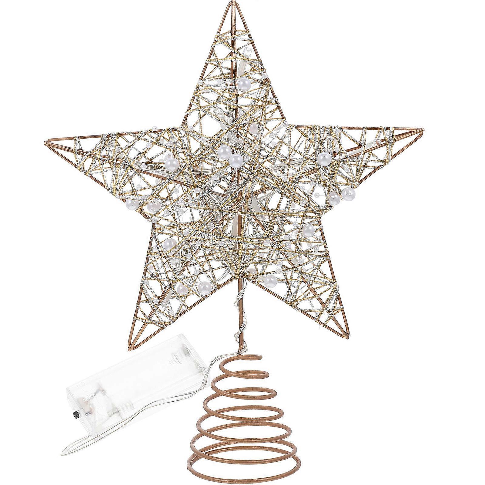 Star Tree Topper with LED Lights for Xmas Tree Decor Golden Iron