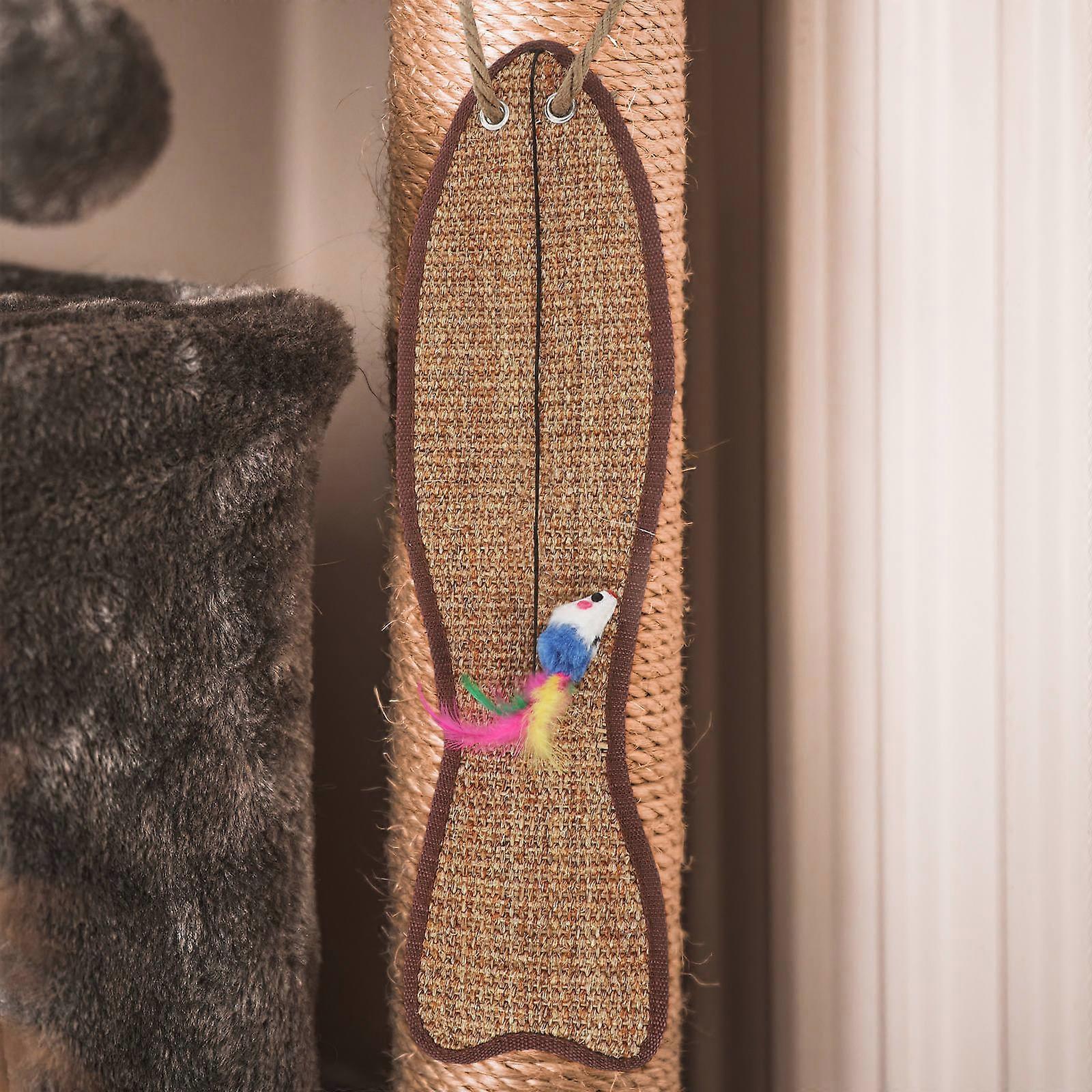 Fish Shaped Cat Scratching Pad Sisal Mat for Cat Playing 3Pcs Light Brown