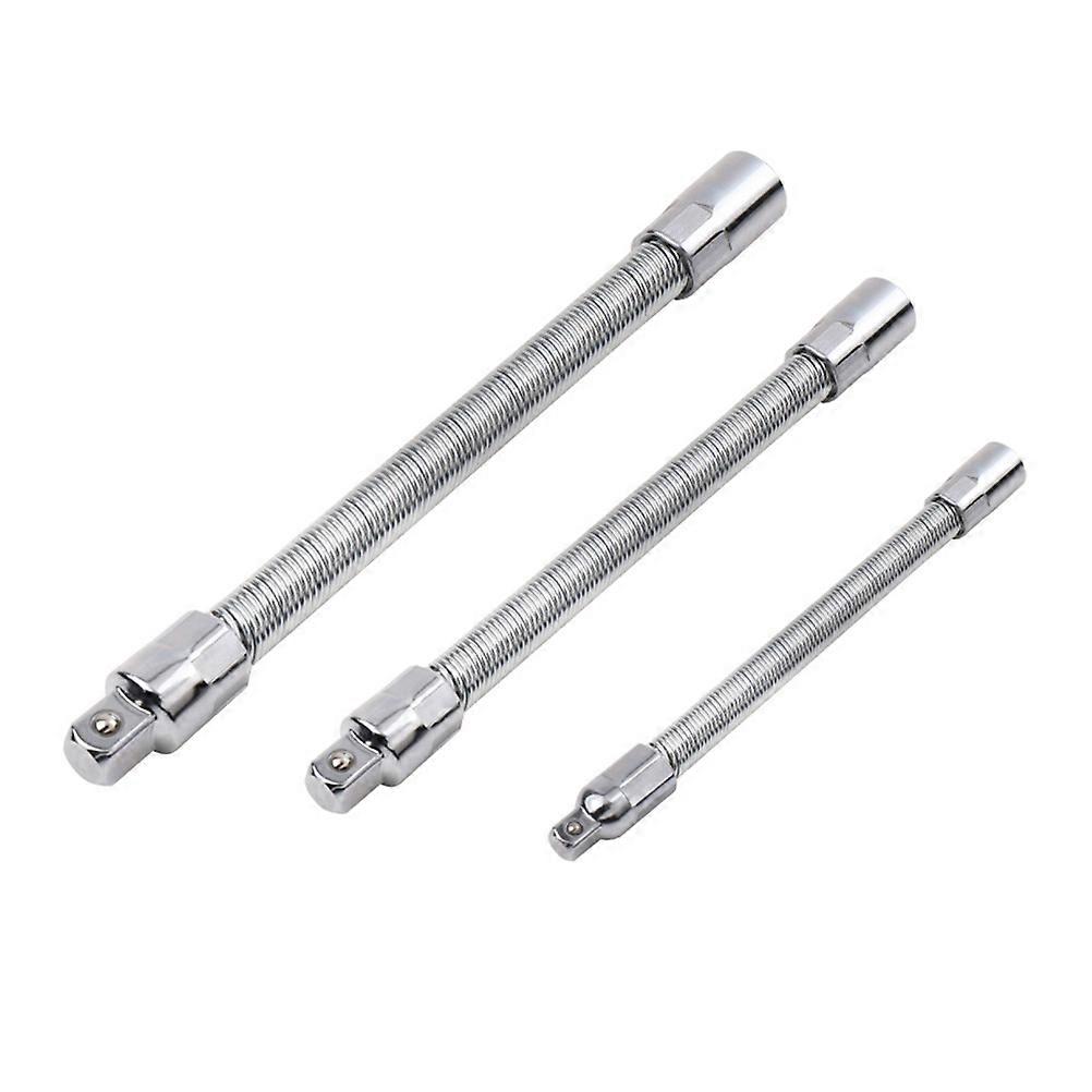 Multi-Angle Drill Bit Extension 3Pcs Flexible Shaft Extension Workshop Use 25x1.5cm Silver Power Tool Conversion Accessory