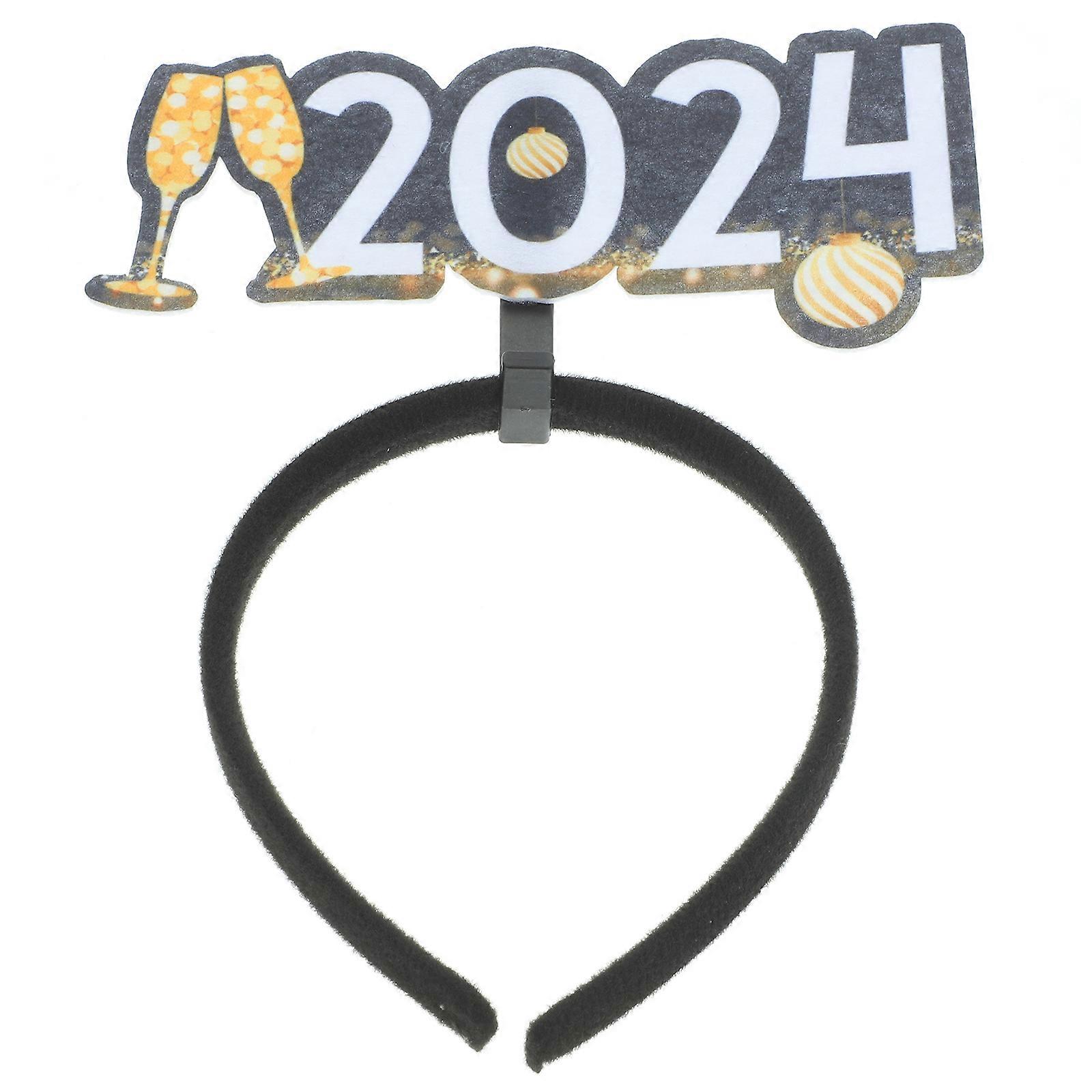 New Year Theme Headbands Festival Props 2024 New Year Party Headdress Multi Color Creative Design 2Pcs