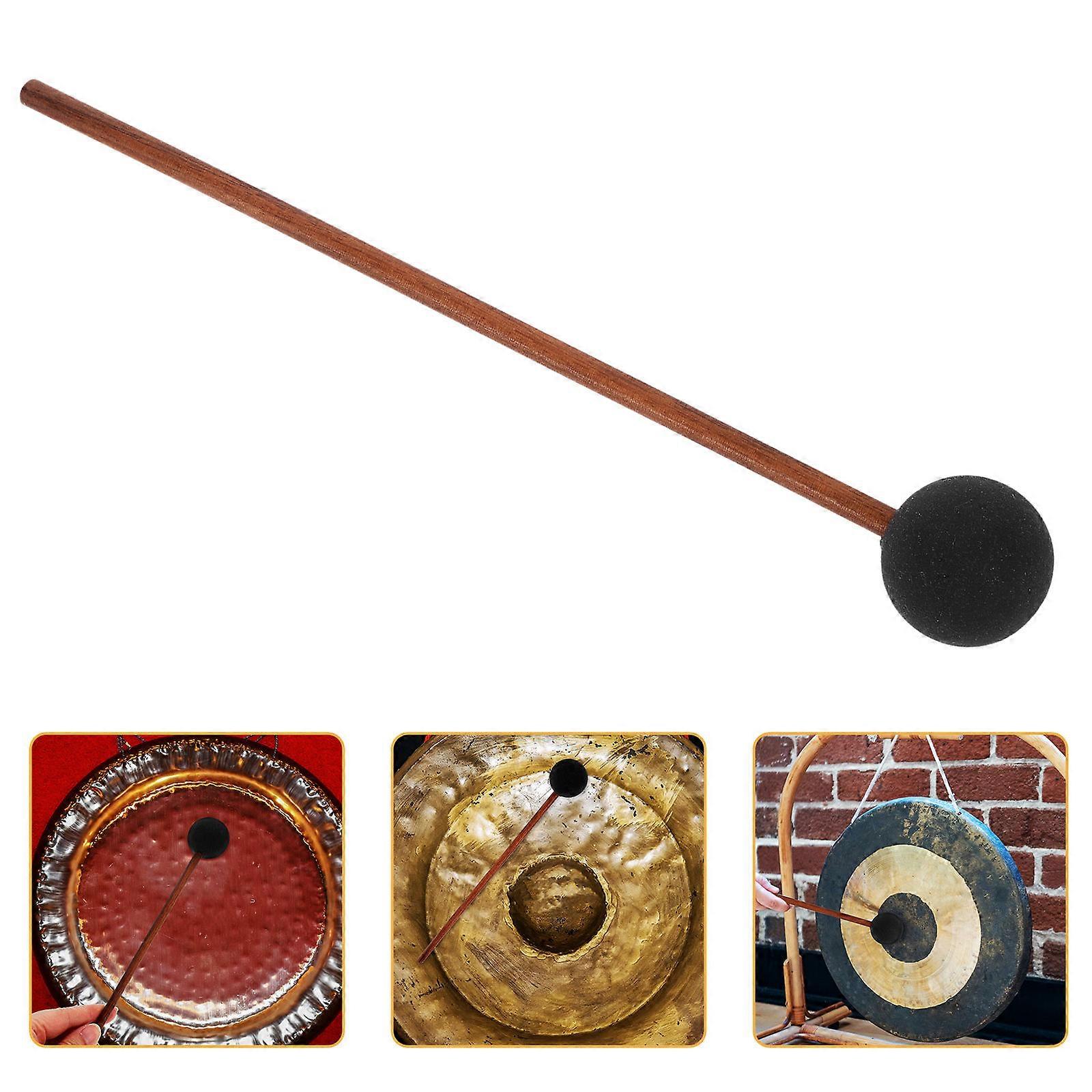 Gong Resonant Mallet with Long Wooden Handle for Yoga Equipment Users Featuring Significant Resonance Effect in Black 2Pcs