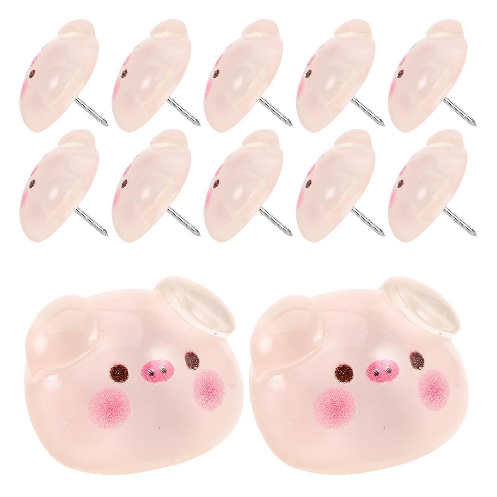 Office Push Pins Cute Pig Decorative Thumbtacks for Paper 60Pcs