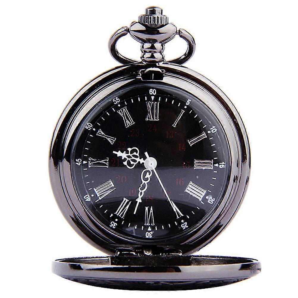 Dual Display Dial Watch Black Pocket Watch with Roman Numerals 4Pcs