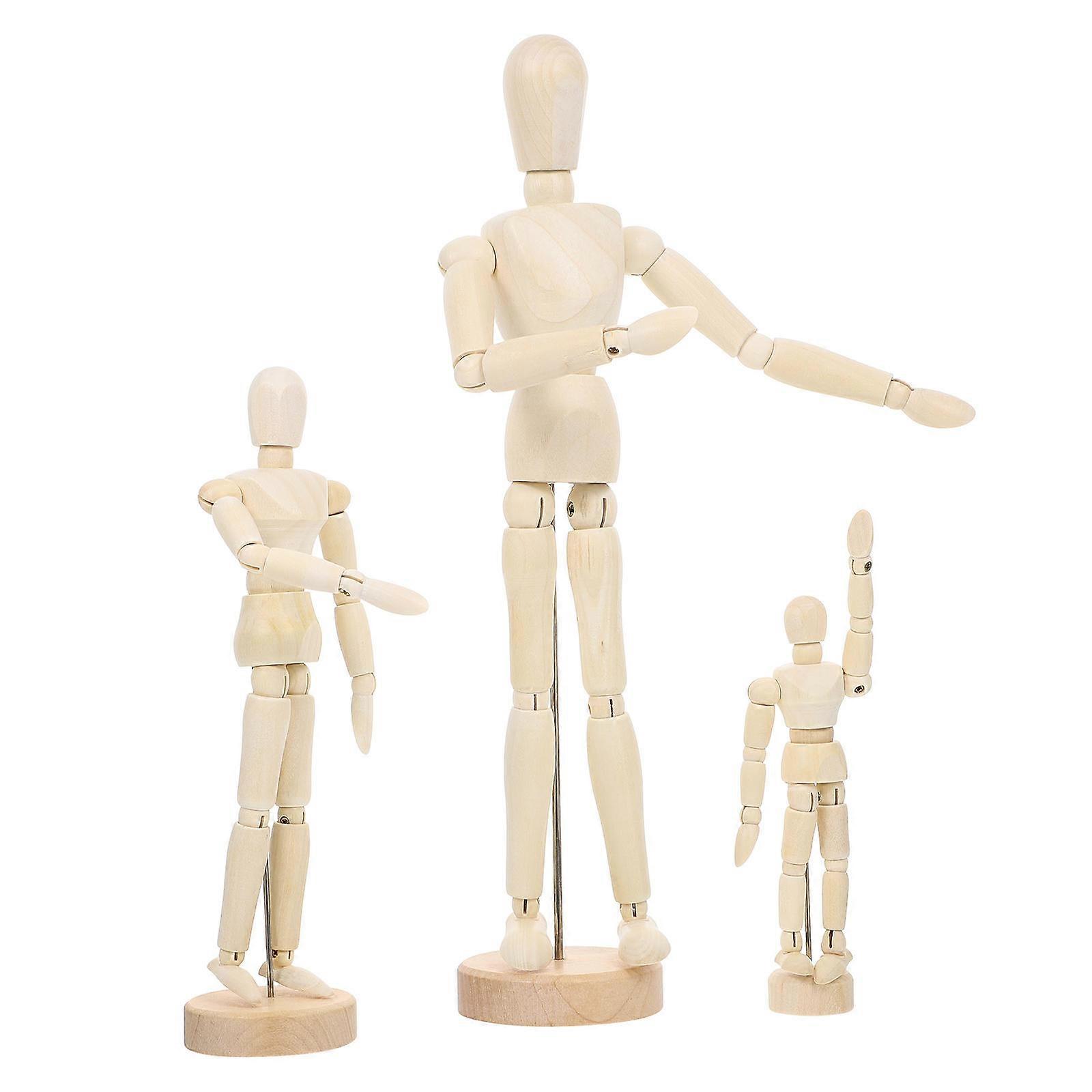 6 Pcs Solid Wood Jointed Puppet Decorations Photography Prop Drawing Practice for Artists in Beige Color Design